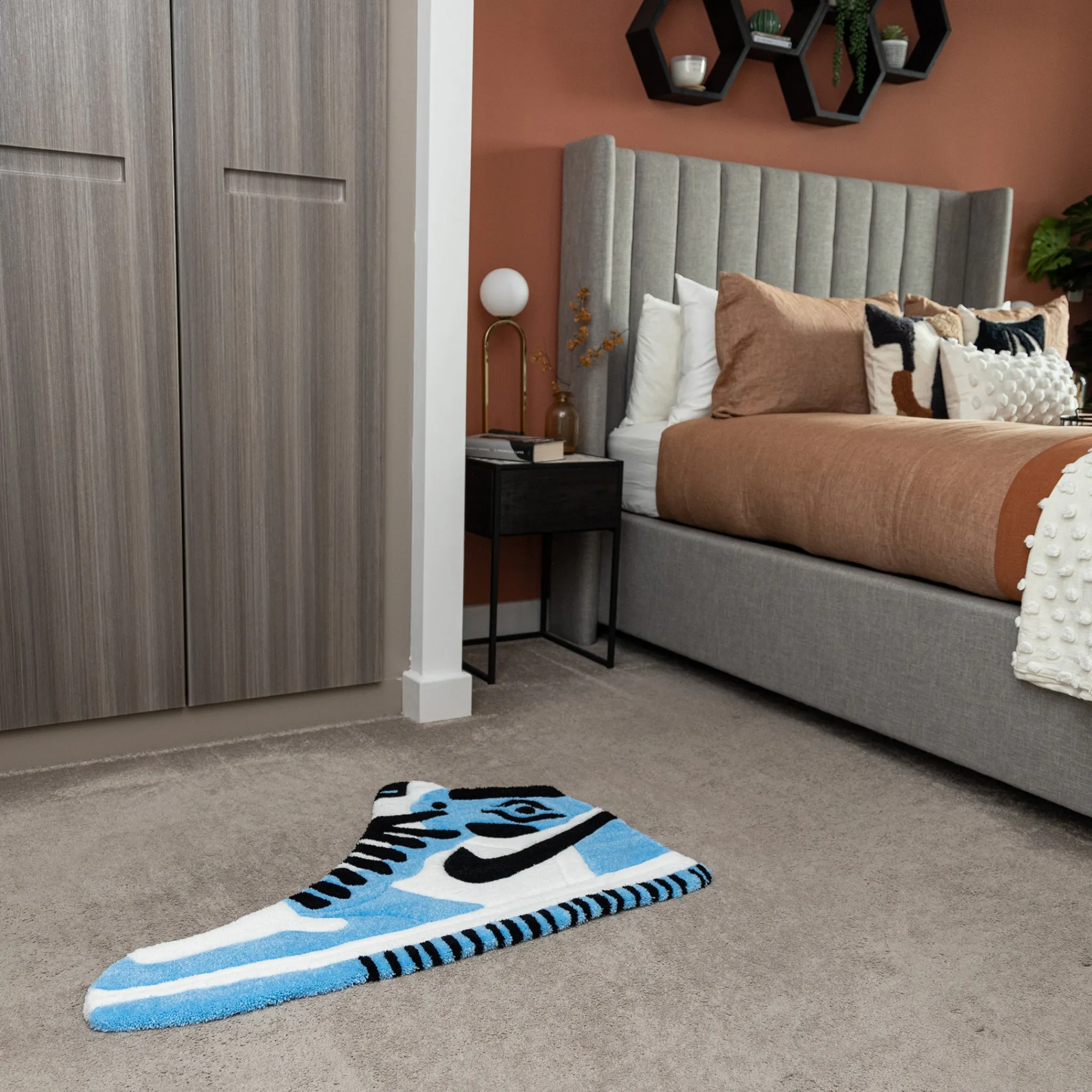 Project Crepslocker Air Jordan 1 OG UNC Custom Handmade Rug< Rugs & Mats|Designer Home Accessories