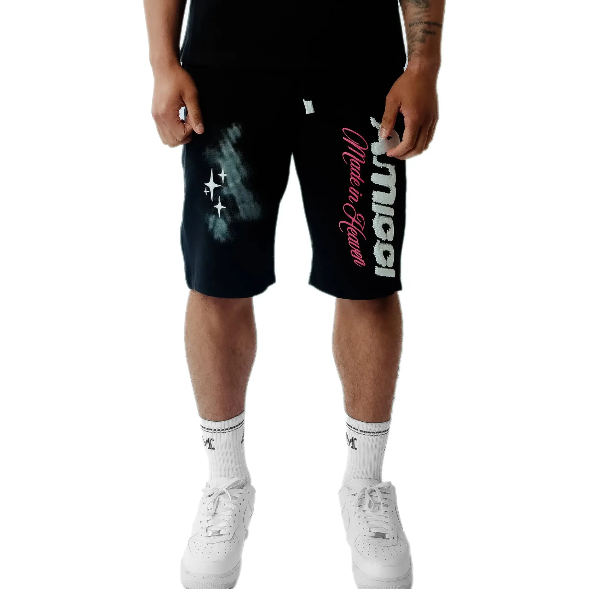Amicci Angeli Graphic Black Shorts< Shorts|Matching Sets