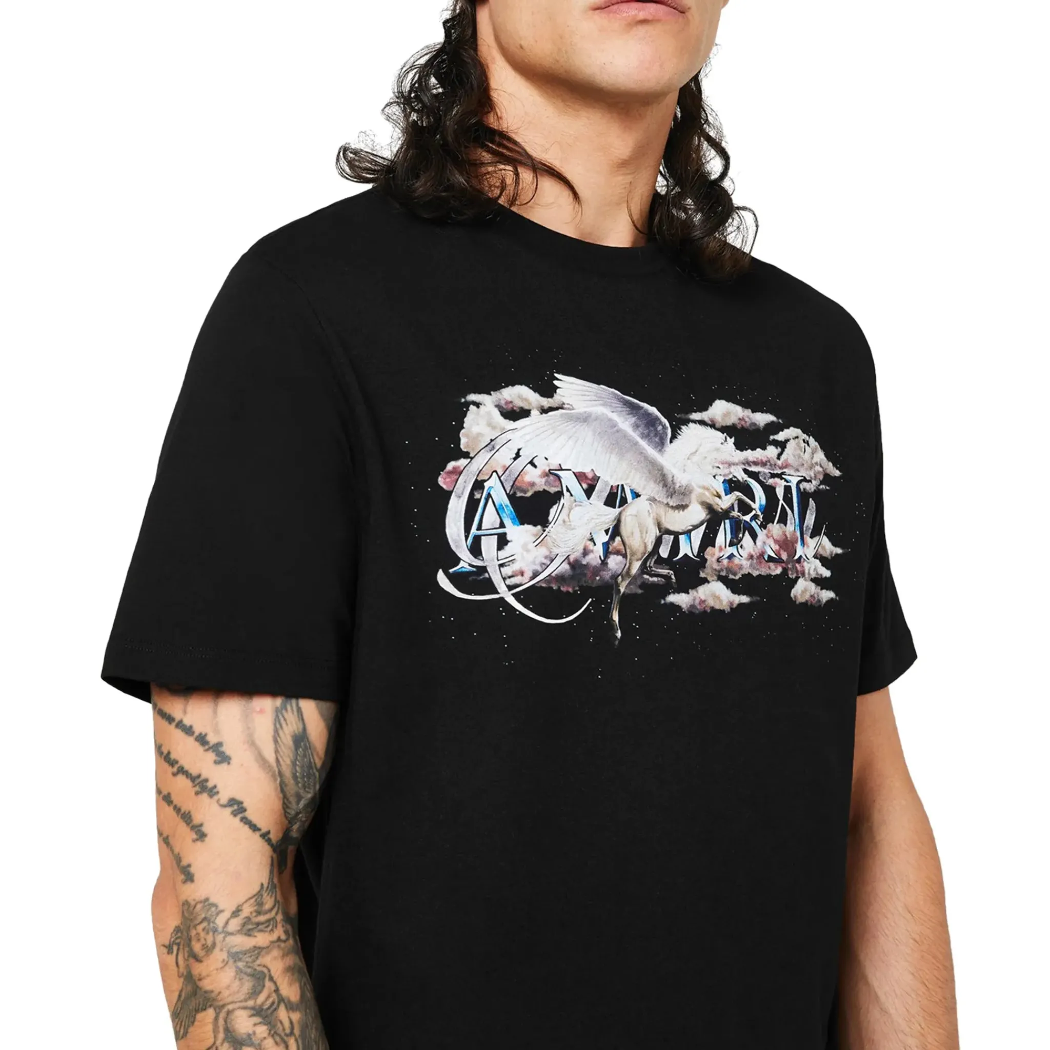 Amiri Pegasus Script Logo Black T Shirt< T-shirts