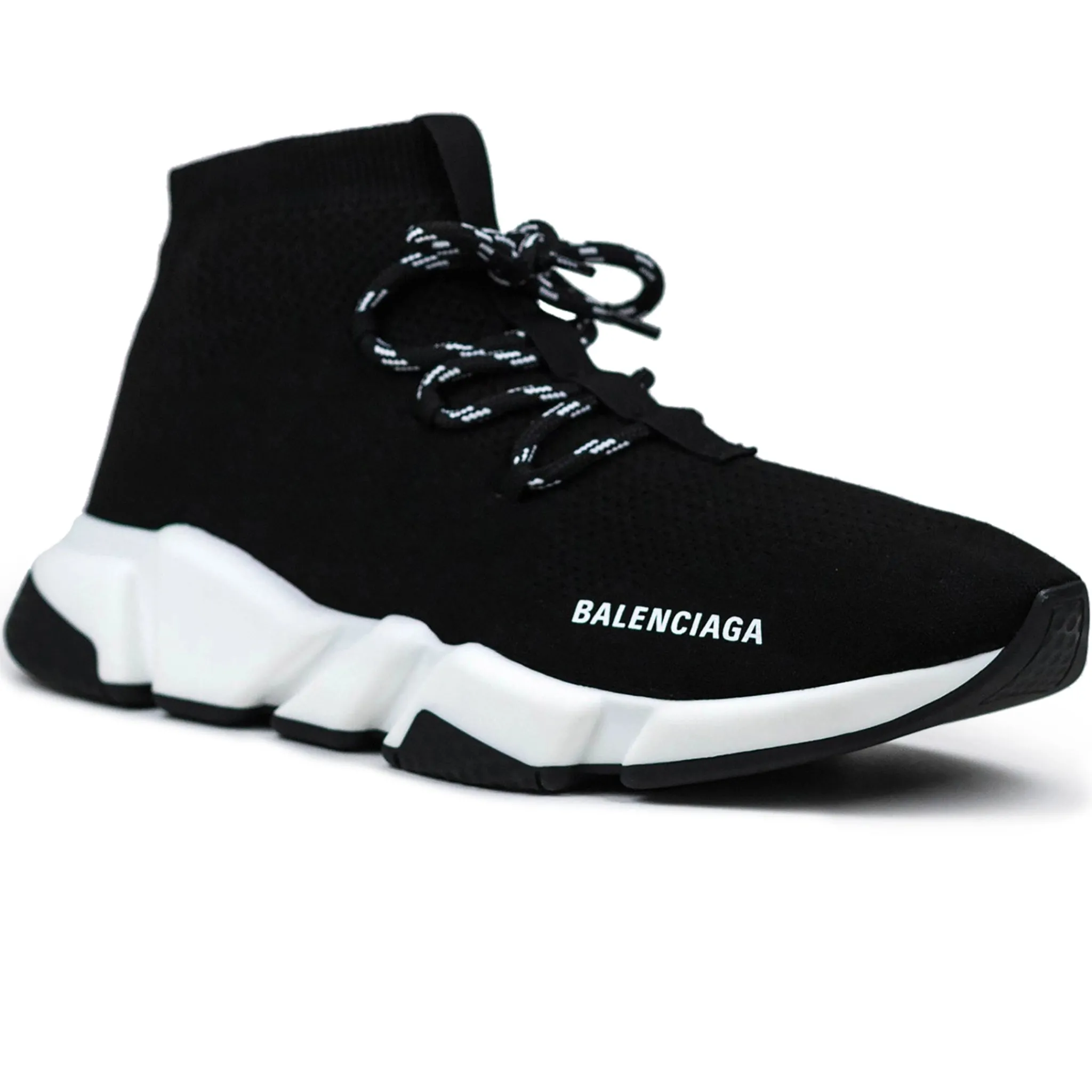 Balenciaga Speed Knit Lace Sock Black White< Black Trainers|Designer Trainers