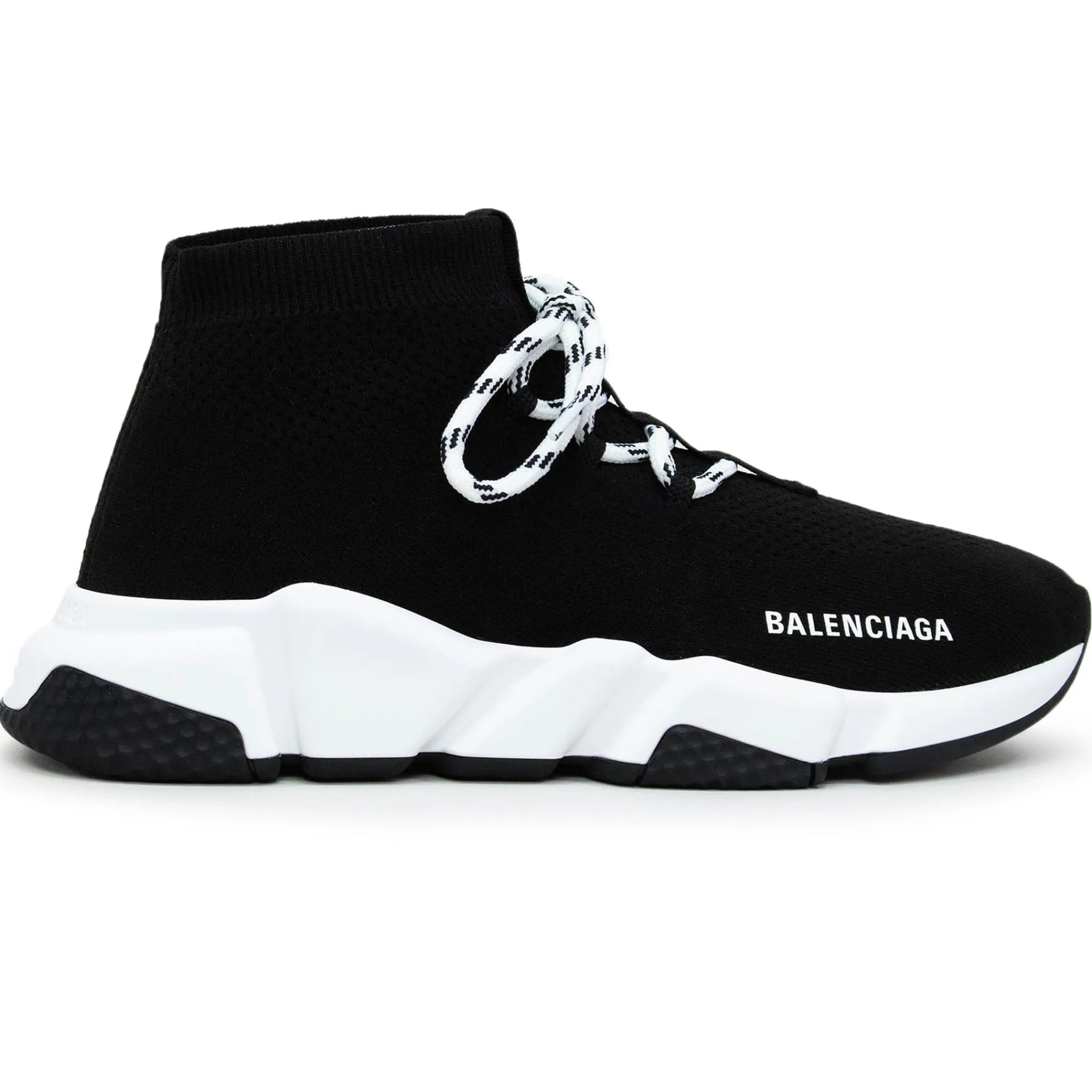 Balenciaga Speed Knit Lace Sock Black White (W)< Black Trainers|Designer Trainers
