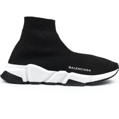 Balenciaga Speed Knit Sock Black White Black< Black Trainers|Designer Trainers