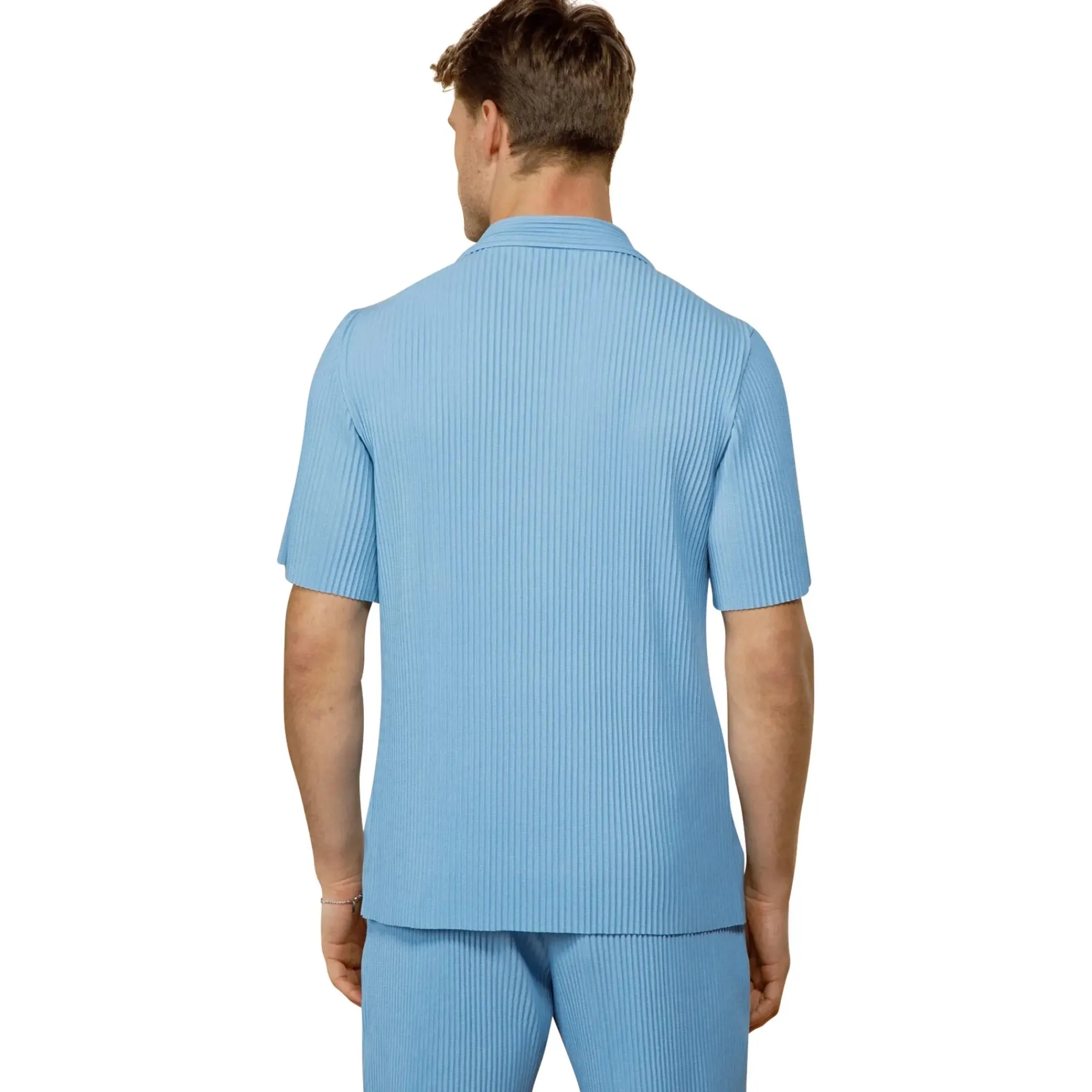 Belier Pleated Light Blue Resort Shirt & Shorts< Shorts|Shirts