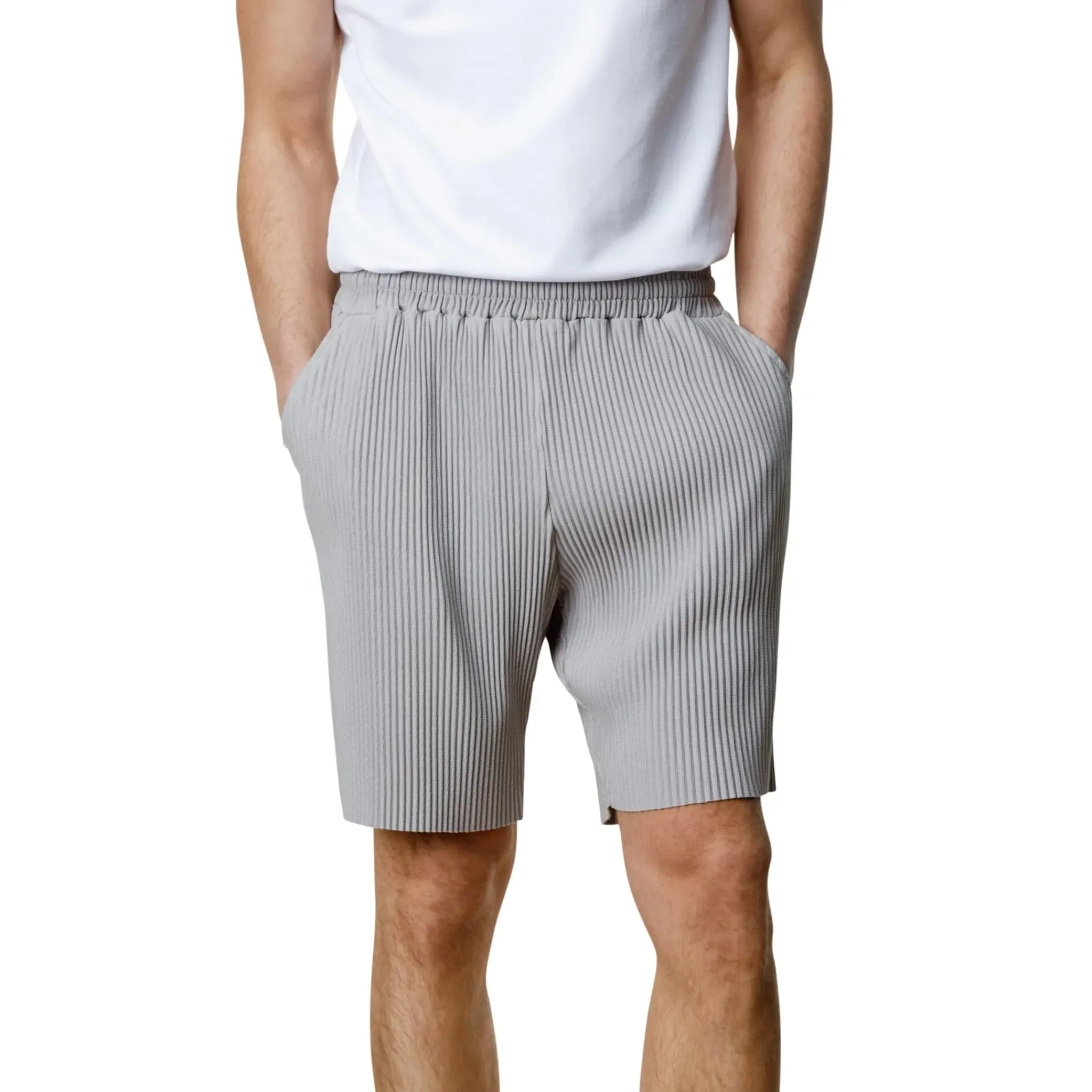 Belier Pleated Light Grey Shorts< Shorts
