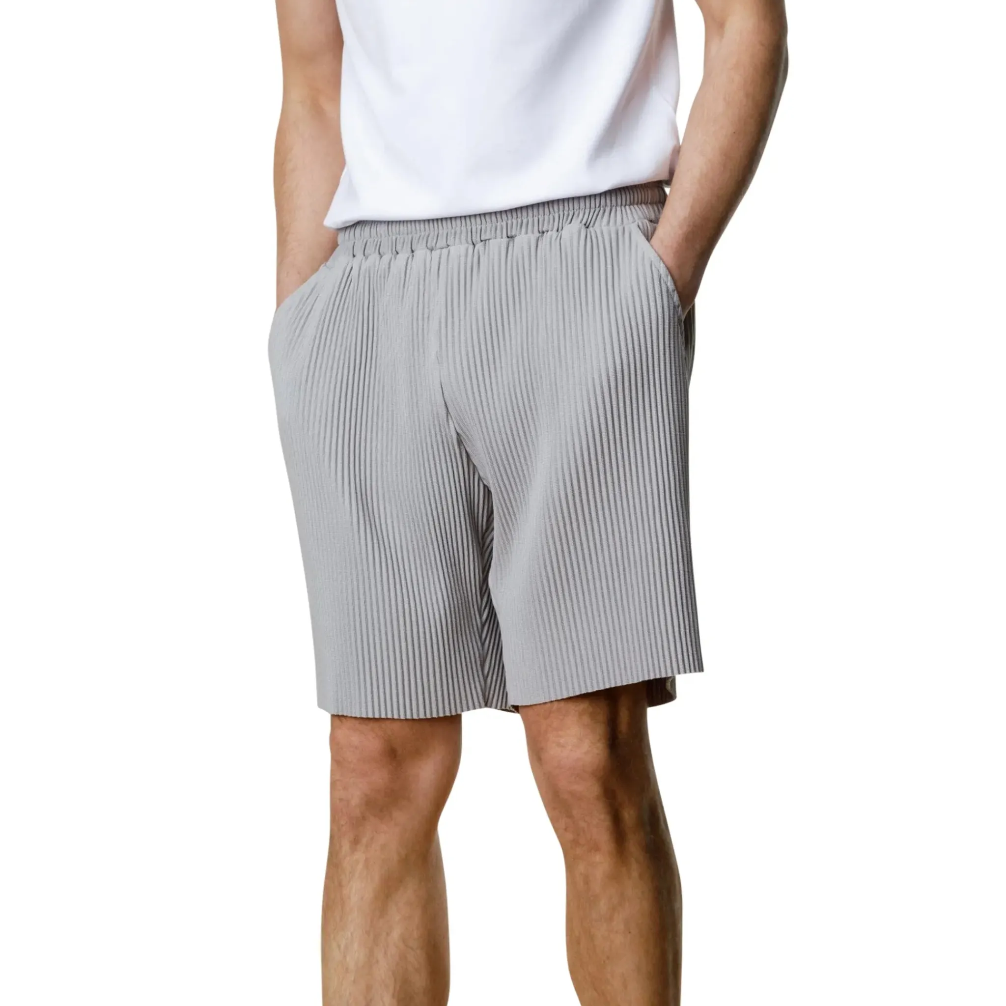 Belier Pleated Light Grey Shorts< Shorts