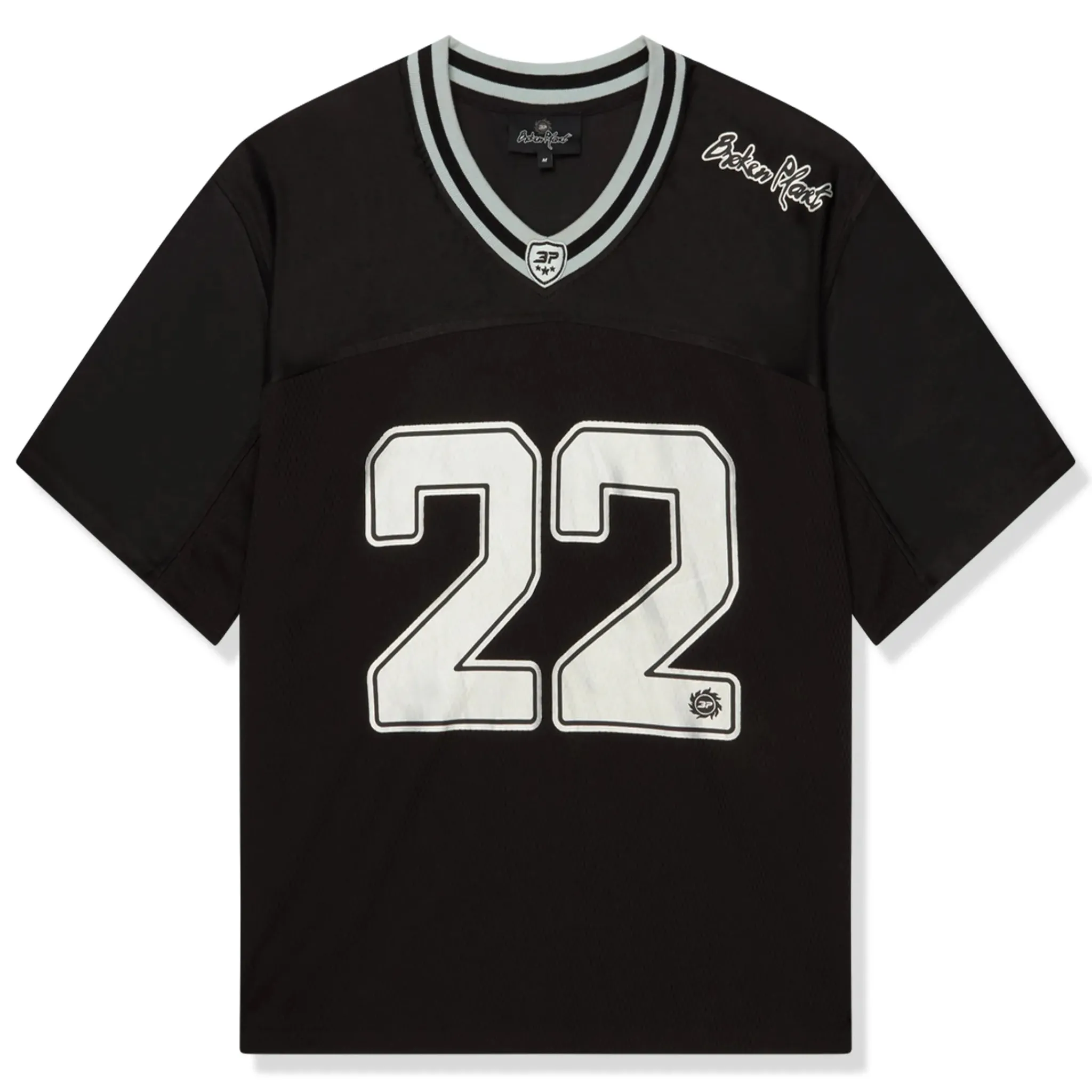 Broken Planet Market Broken Planet Black Silver Football Jersey< T-shirts