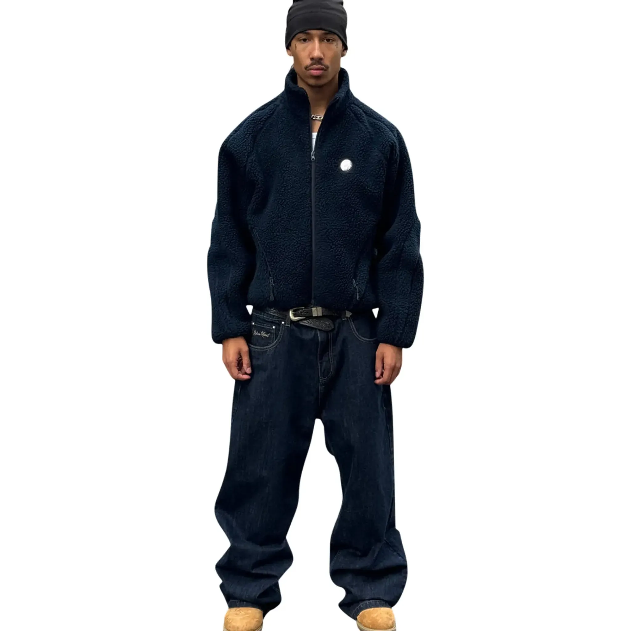 Broken Planet Market Broken Planet Dark Blue Polar Fleece< Coats & Jackets