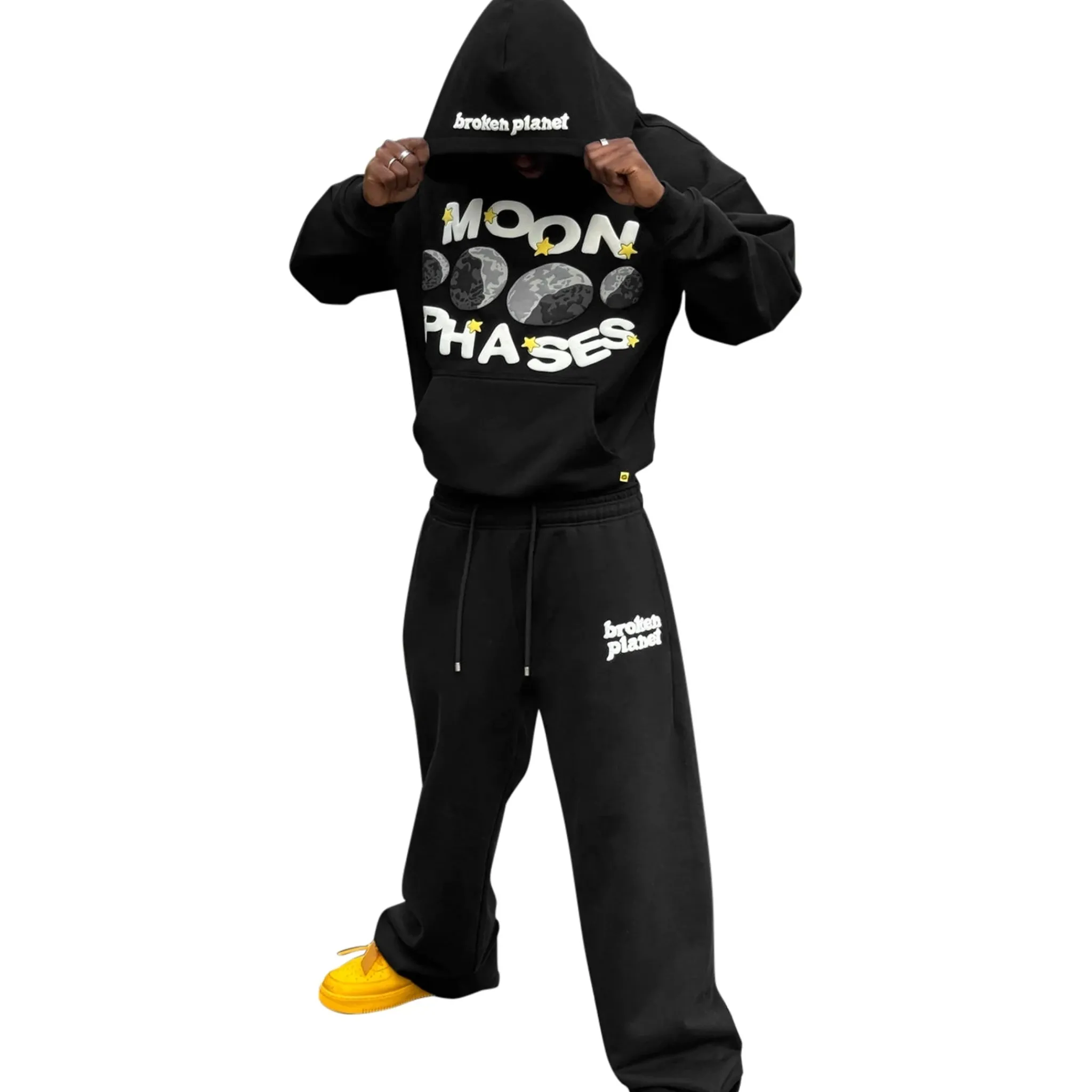 Broken Planet Market Broken Planet Midnight Black Moon Phases Hoodie< Sweatshirts & Hoodies