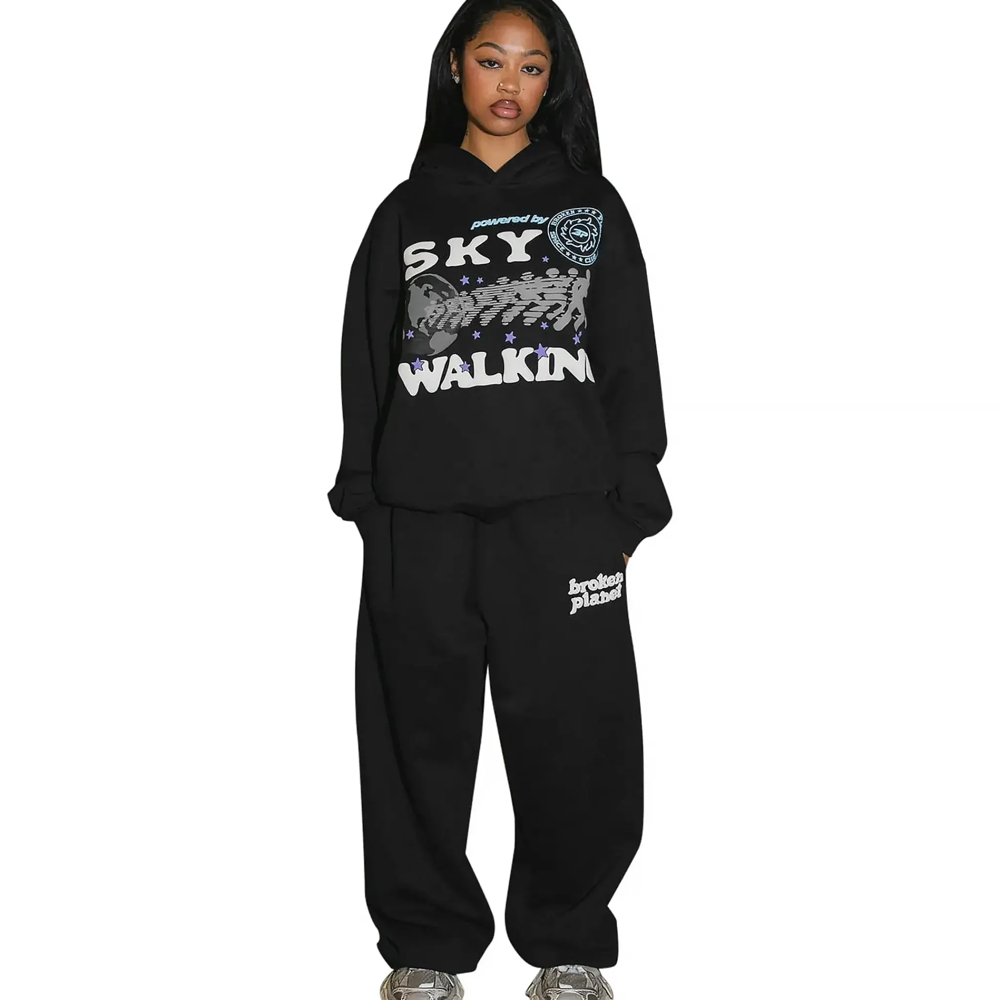 Broken Planet Market Broken Planet Sky Walking Midnight Black Hoodie< Sweatshirts & Hoodies