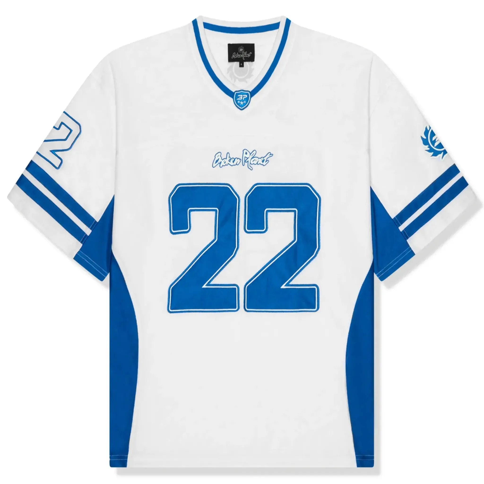 Broken Planet Market Broken Planet White Blue Football Jersey< T-shirts