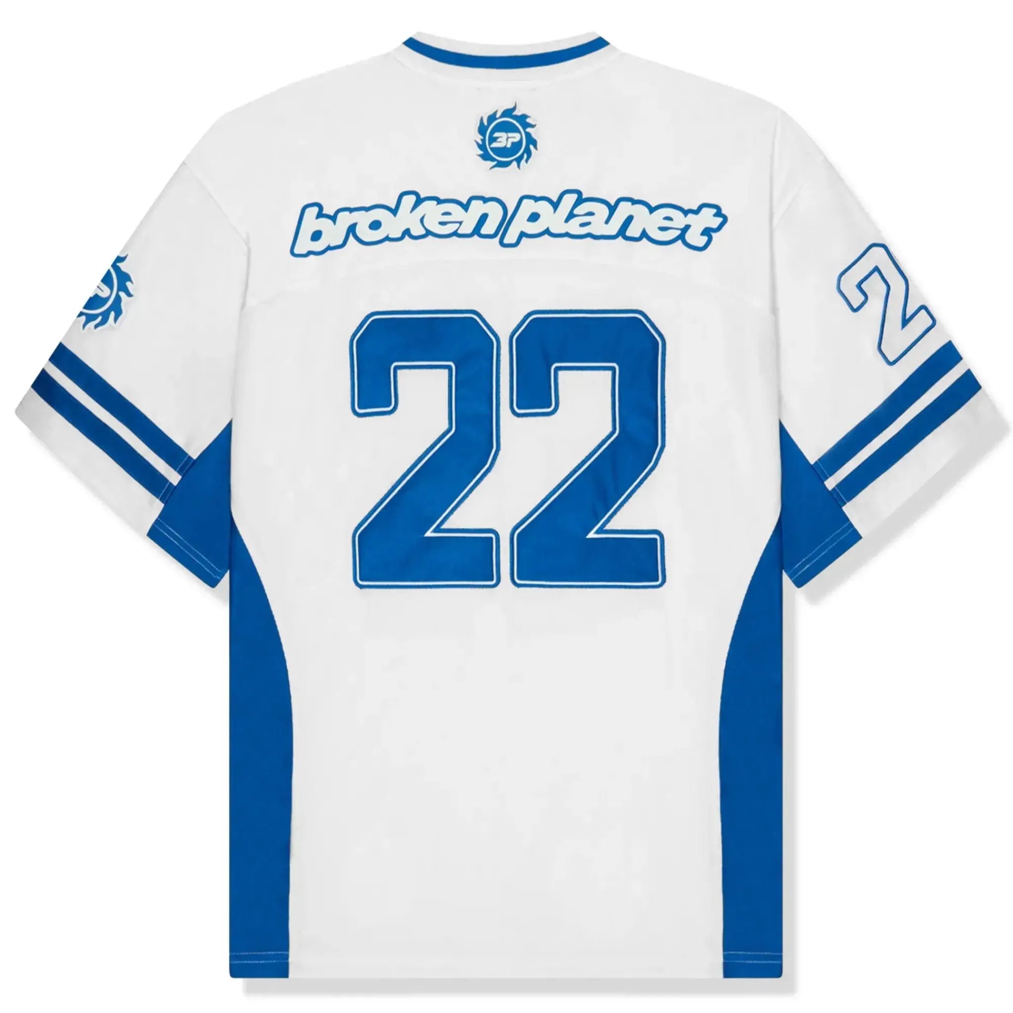 Broken Planet Market Broken Planet White Blue Football Jersey< T-shirts
