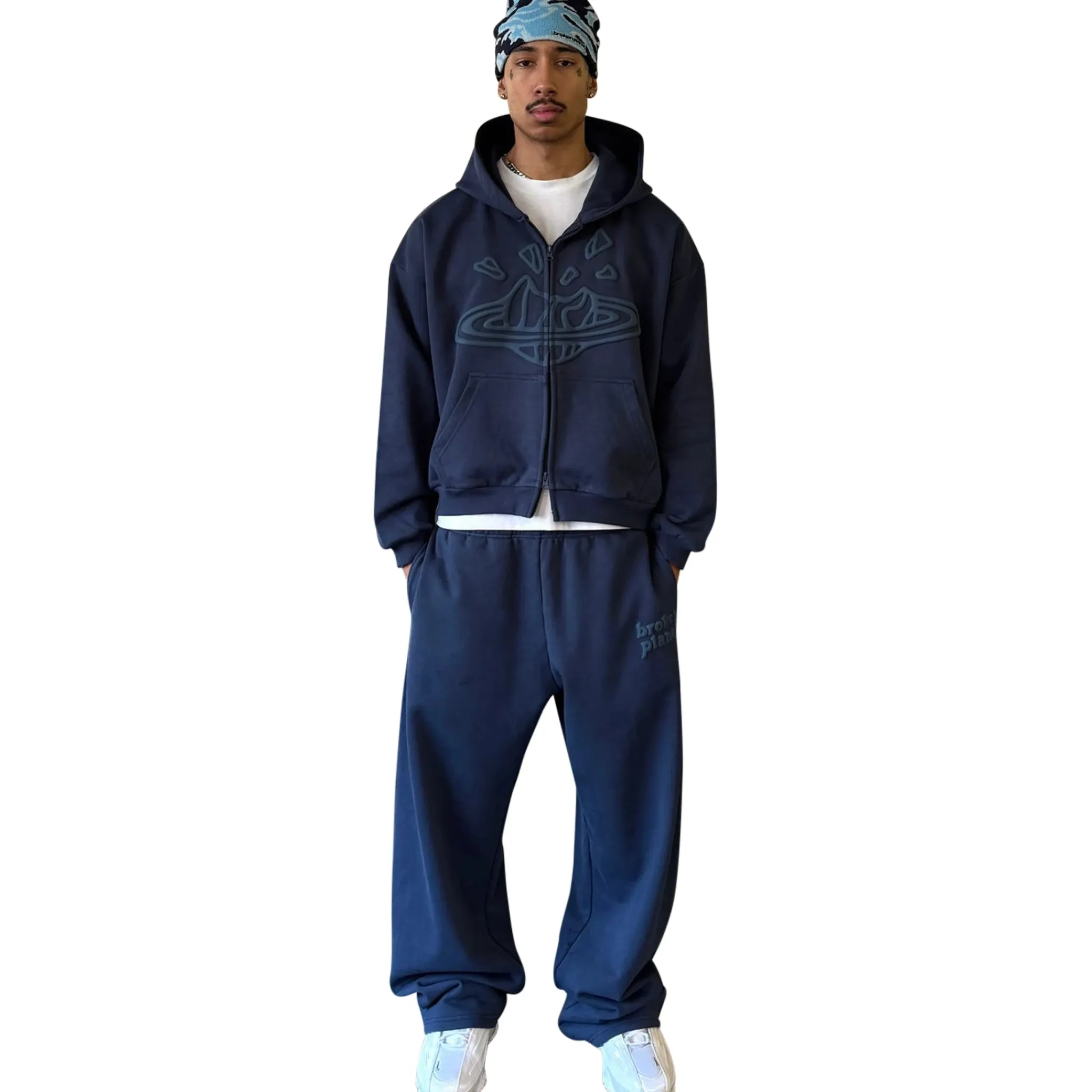 Broken Planet Market Broken Planet Zip-Up Deep Navy Hoodie< Matching Sets|Sweatshirts & Hoodies