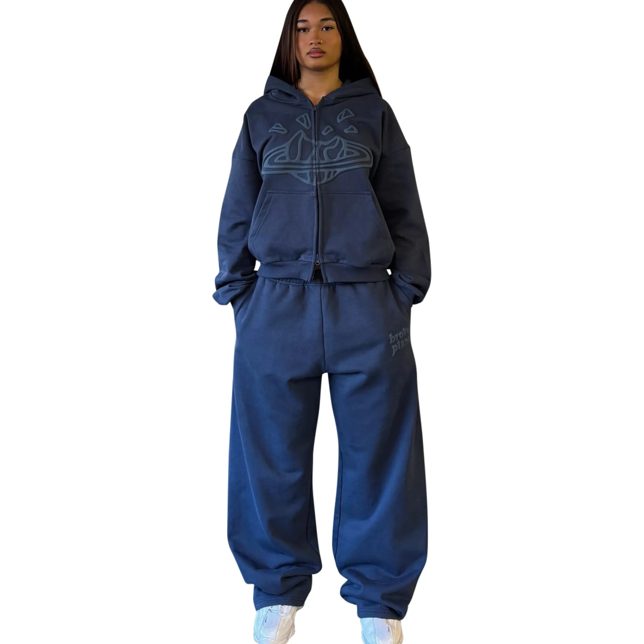 Broken Planet Market Broken Planet Zip-Up Deep Navy Hoodie< Matching Sets|Sweatshirts & Hoodies