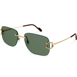 Cartier Eyewear CT0330S-005 C Decor Gold Green Rimless Sunglasses< Sunglasses
