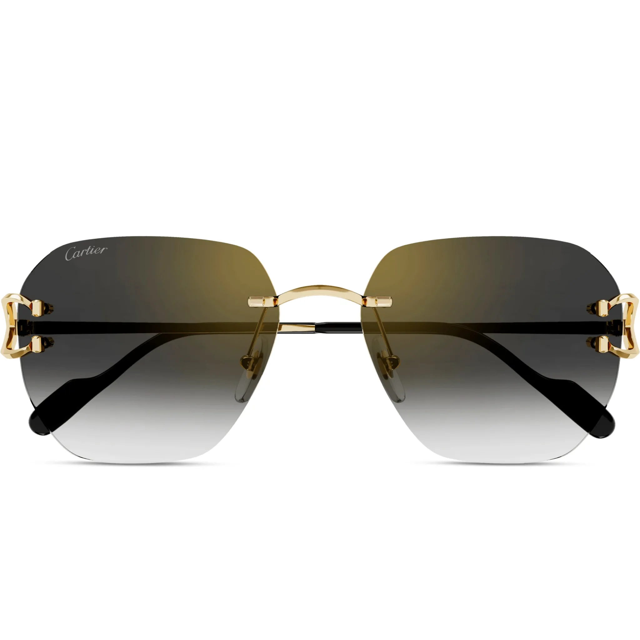 Cartier Eyewear CT0394S-001 C Decor Gold Grey Rimless Sunglasses< Sunglasses