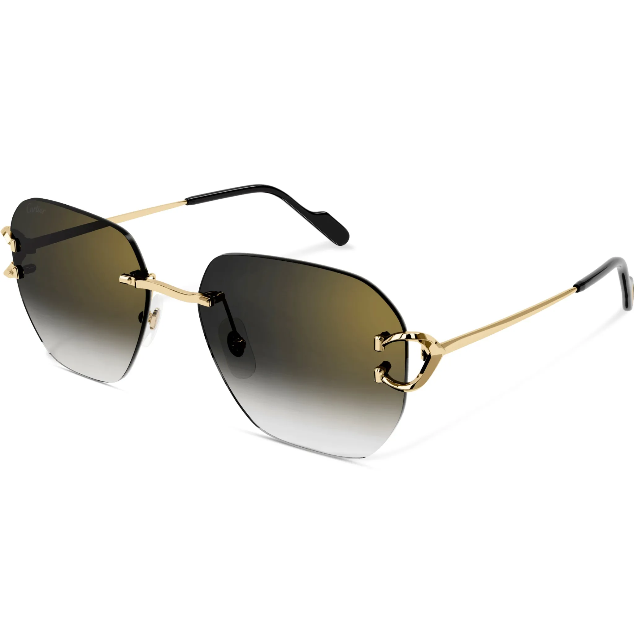 Cartier Eyewear CT0394S-001 C Decor Gold Grey Rimless Sunglasses< Sunglasses