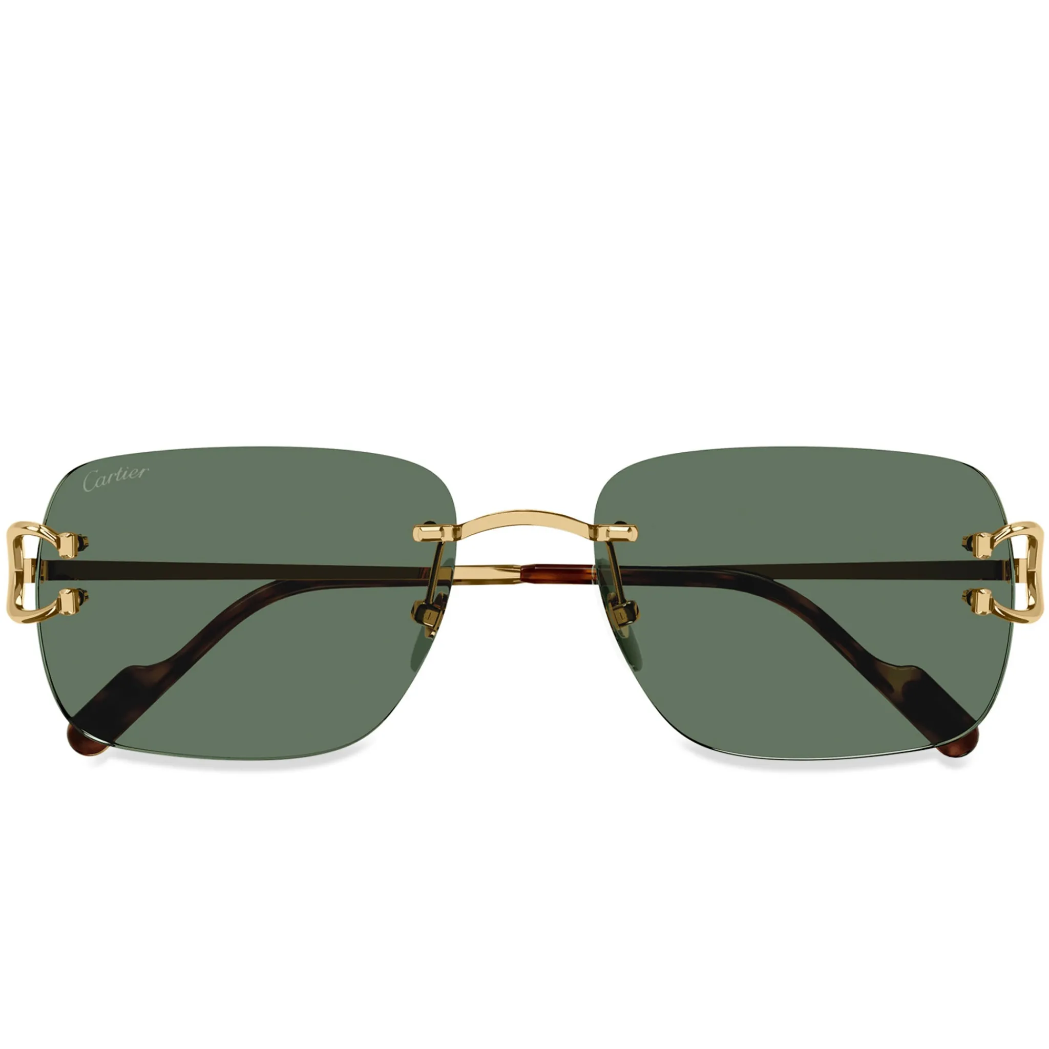 Cartier Eyewear CT0330S-002 C Decor Gold Green Rimless Sunglasses< Sunglasses