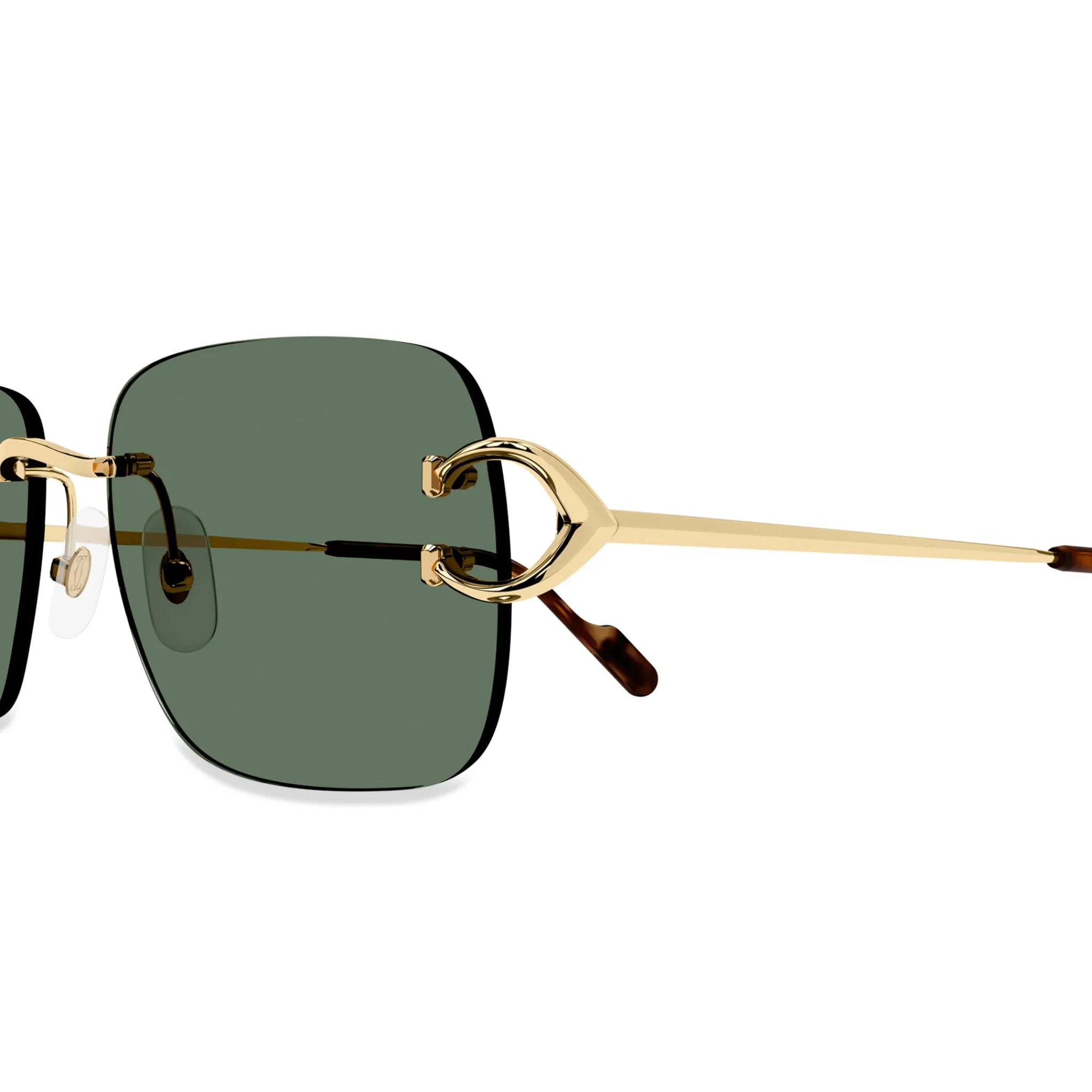 Cartier Eyewear CT0330S-002 C Decor Gold Green Rimless Sunglasses< Sunglasses