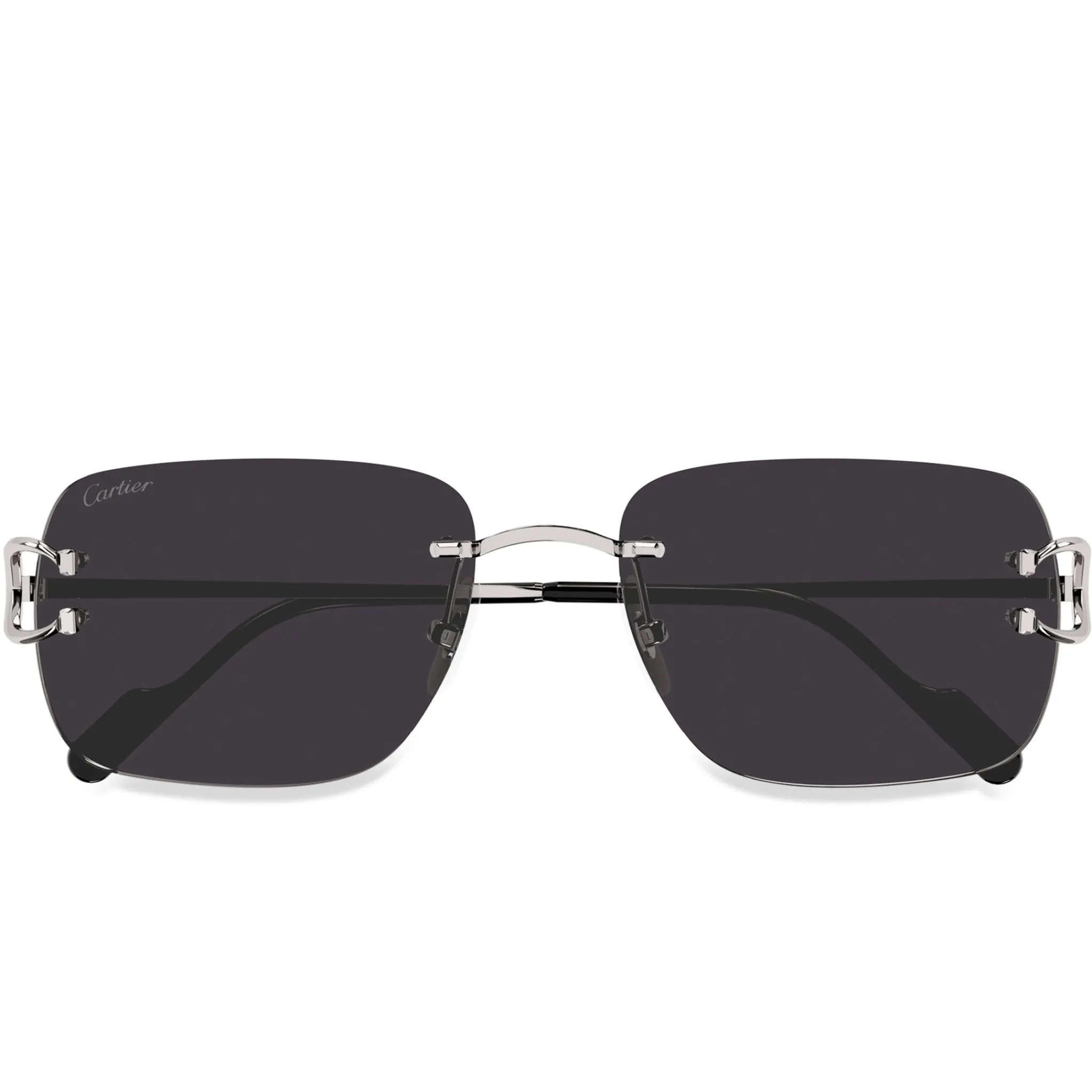 Cartier Eyewear CT0330S-001 C Decor Silver Grey Rimless Sunglasses< Sunglasses