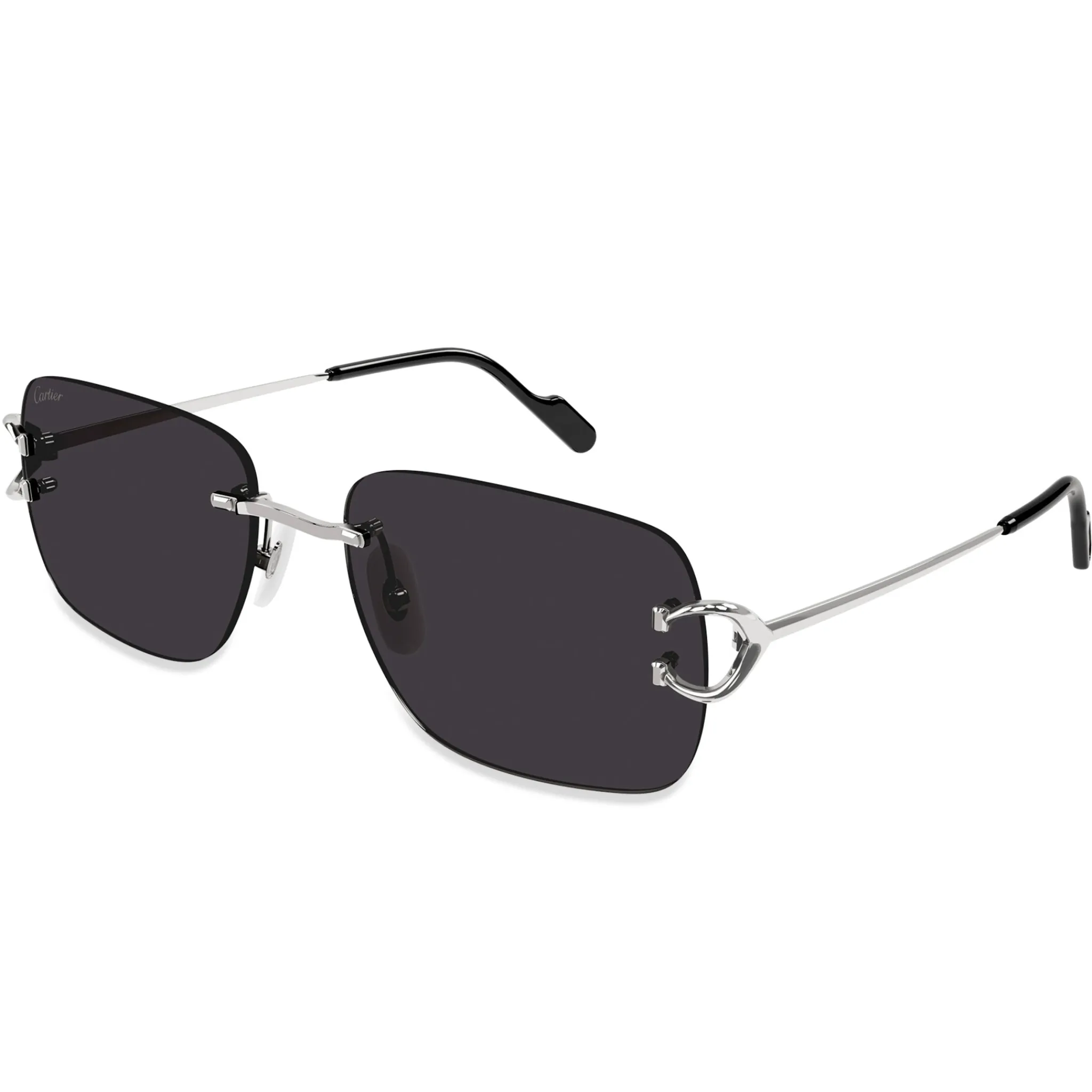 Cartier Eyewear CT0330S-001 C Decor Silver Grey Rimless Sunglasses< Sunglasses