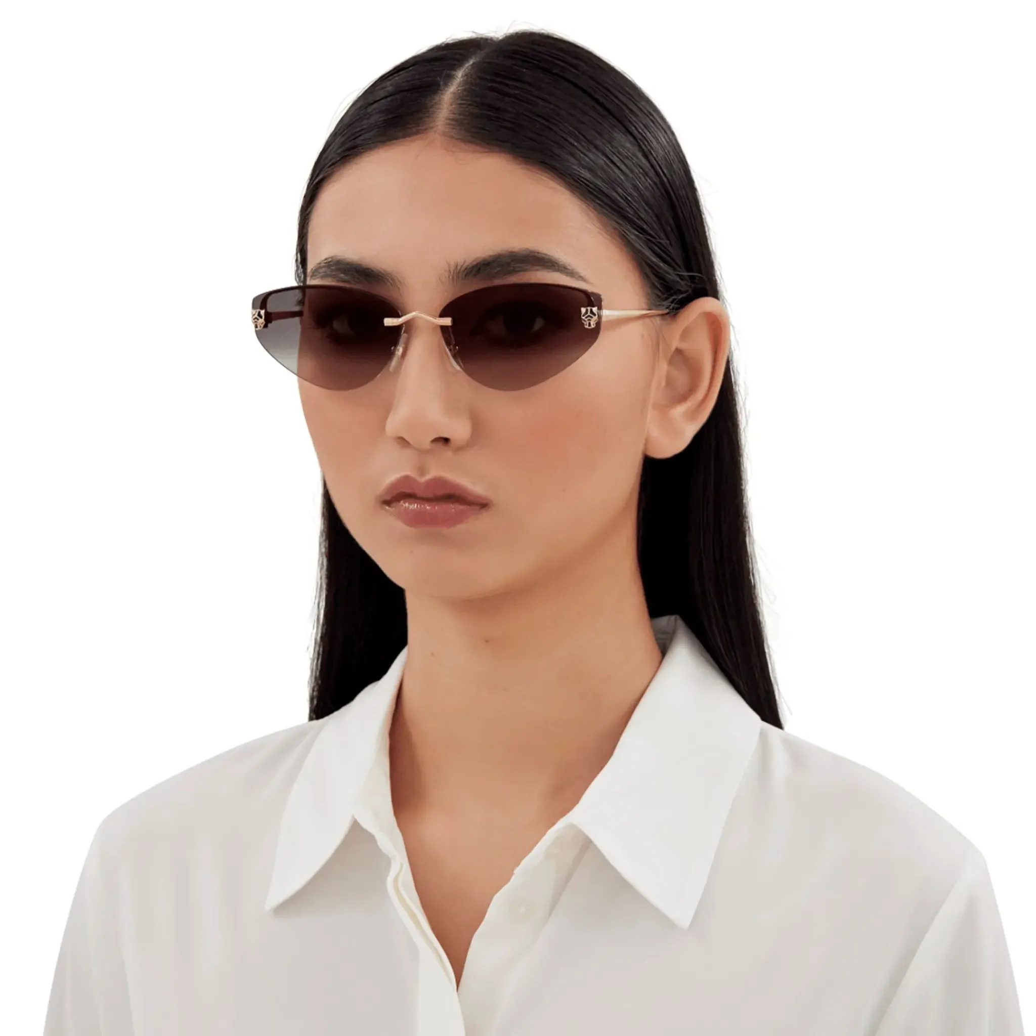 Cartier Eyewear CT0431S-001 Panthere De Cartier Gold Grey Sunglasses< Sunglasses