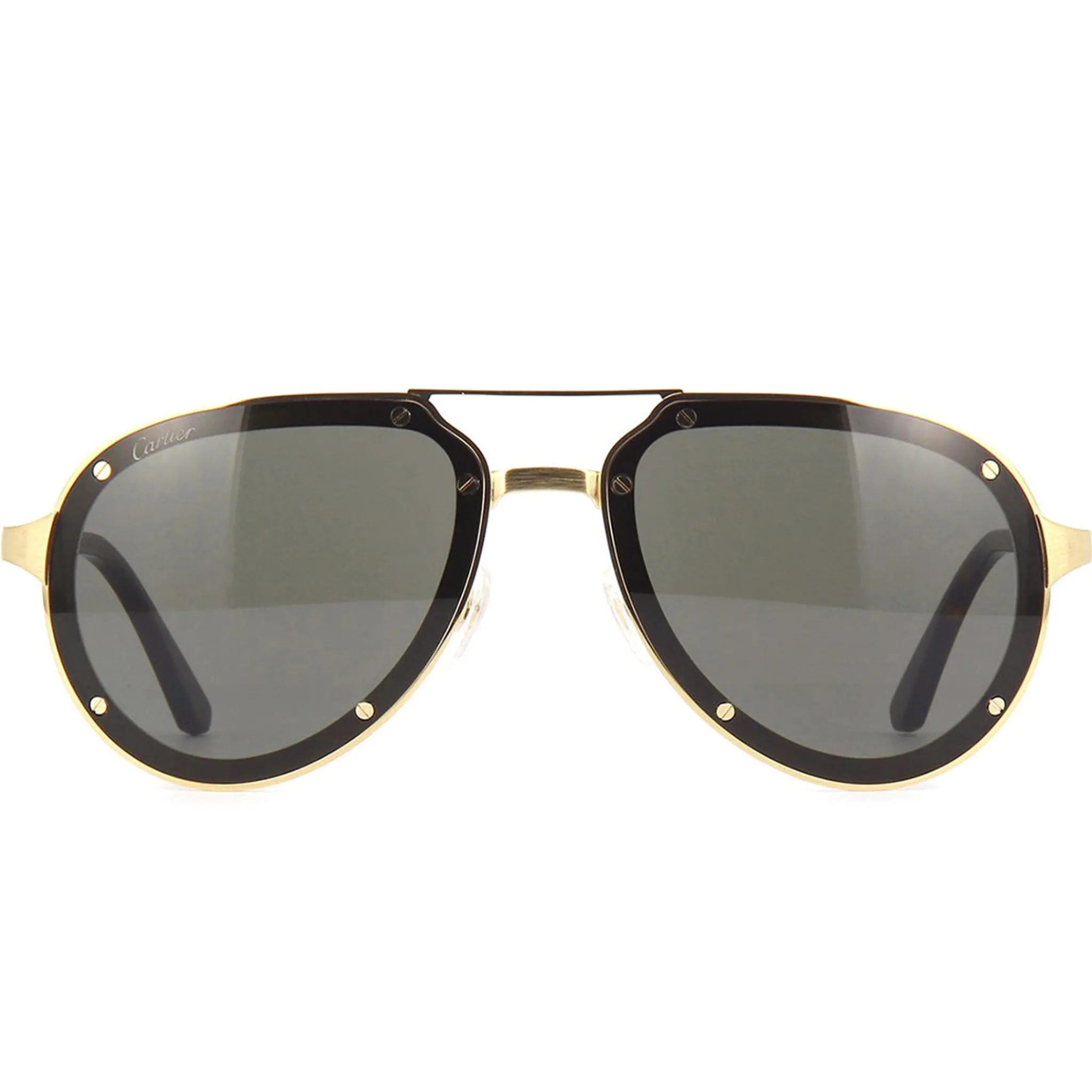 Cartier Eyewear CT0195S-002 Santos De Cartier Gold Grey Sunglasses< Sunglasses