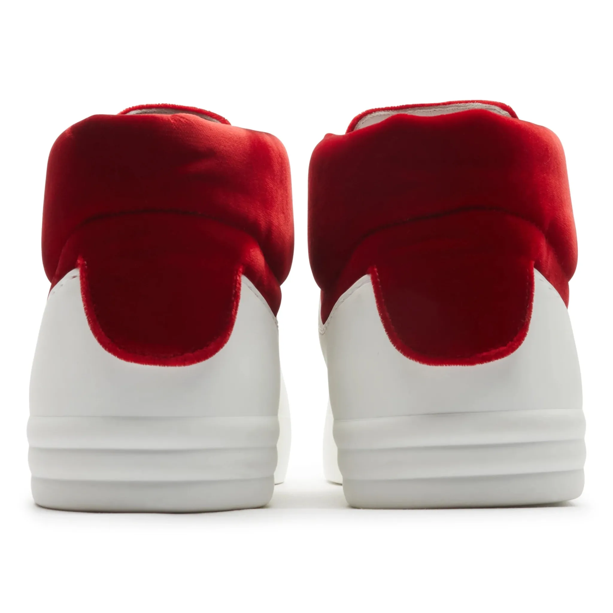 Chanel CC High White Red Velvet Sneaker - Preloved< White Trainers|Designer Trainers
