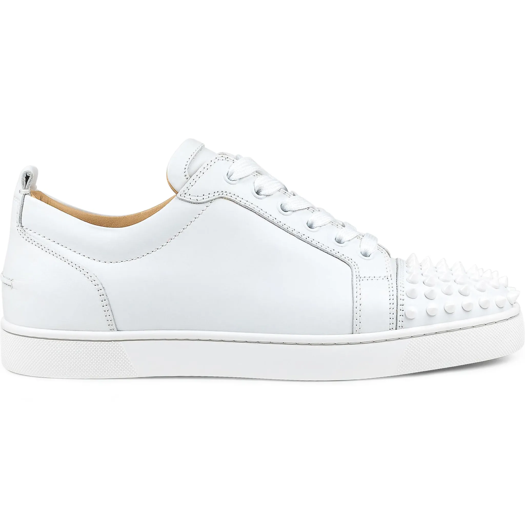 Christian Louboutin Louis Junior Spikes Leather White< White Trainers|Designer Trainers