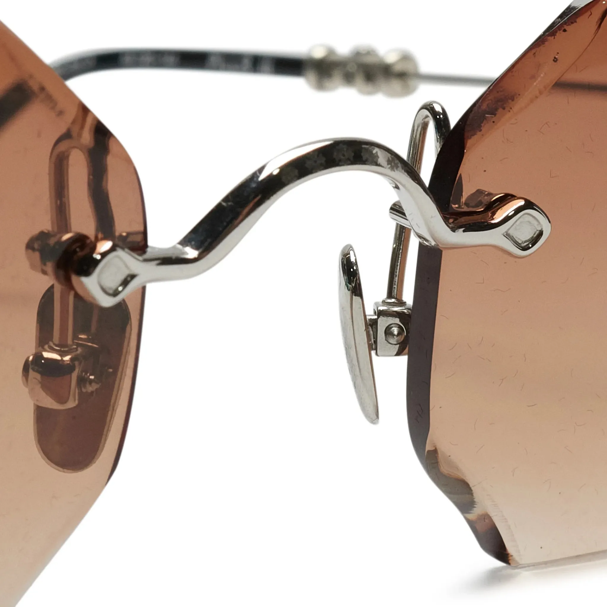 Chrome Hearts Pills III Custom Silver Brown Diamond Cut Sunglasses< Sunglasses