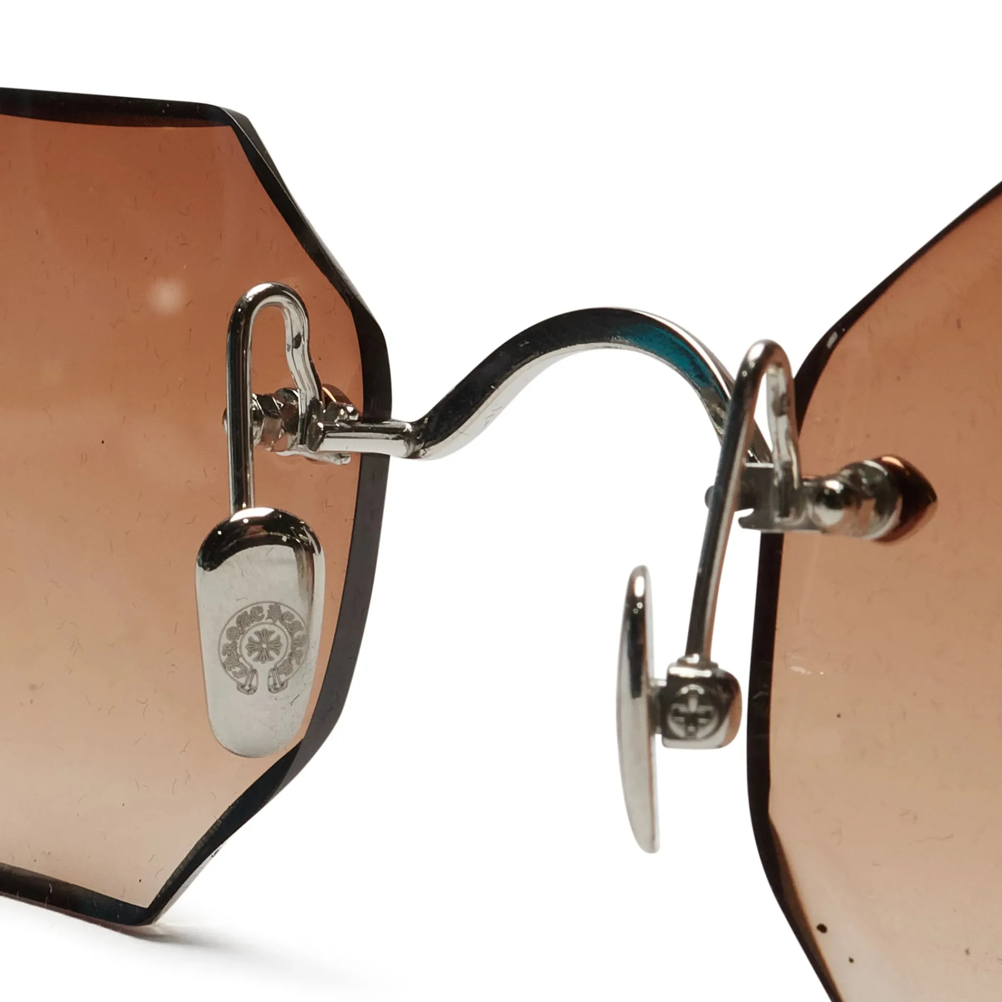 Chrome Hearts Pills III Custom Silver Brown Diamond Cut Sunglasses< Sunglasses