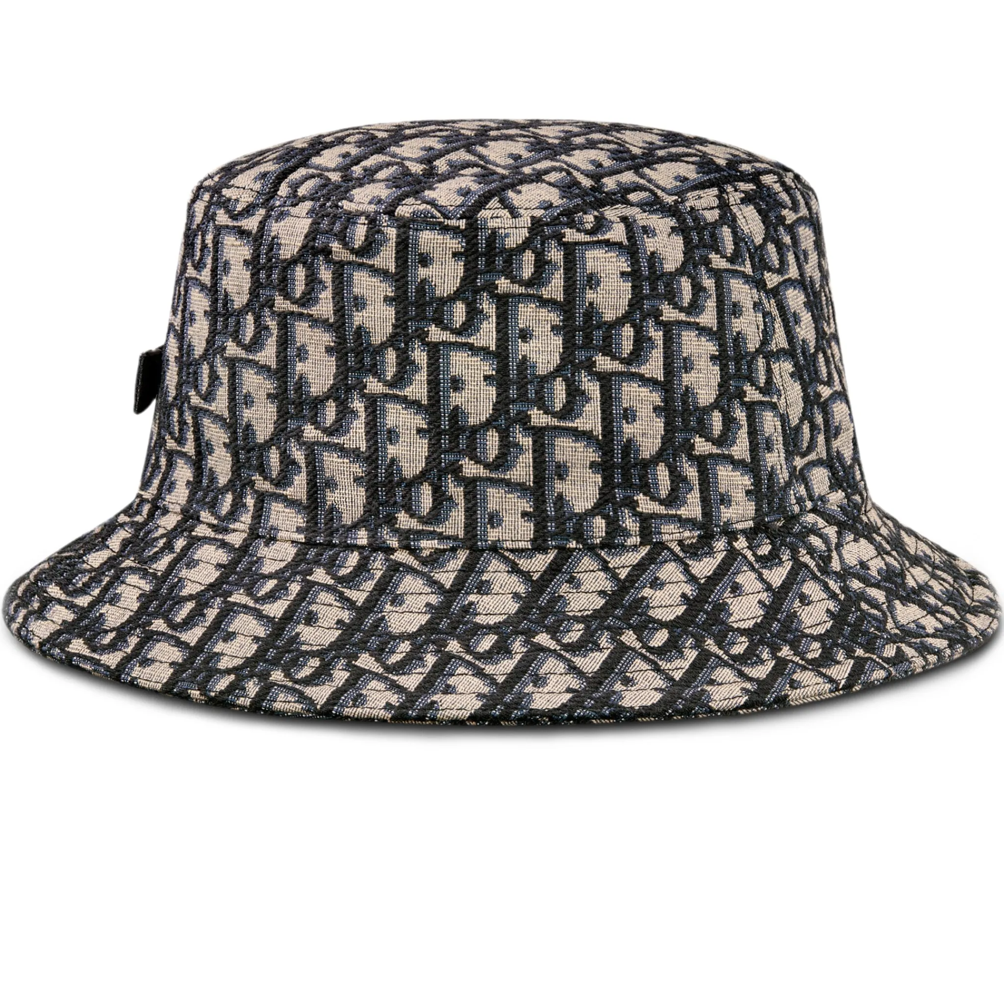 Dior Oblique Jacquard Navy Blue Beige Cotton Bucket Hat< Hats & Caps