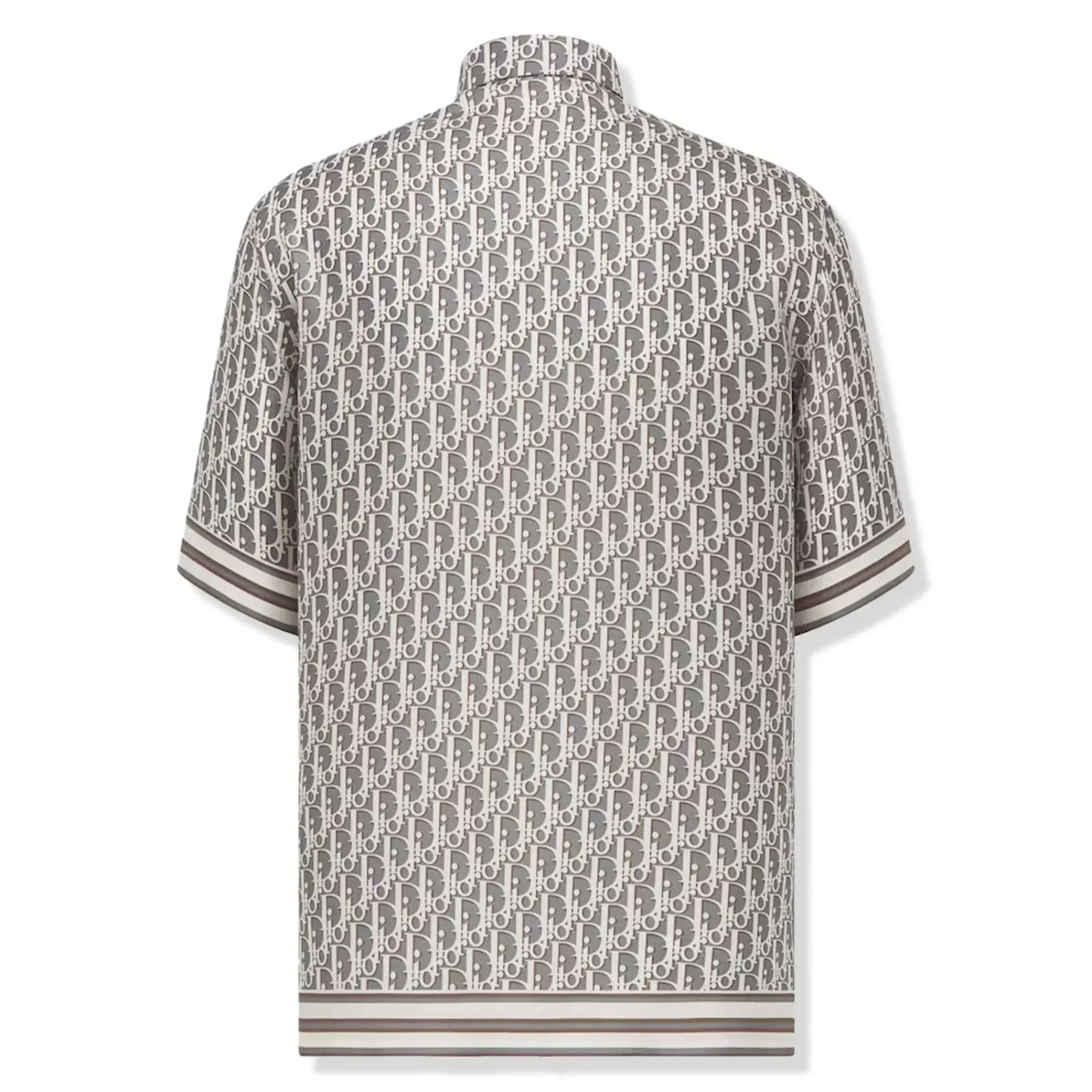 Dior Oblique Short Sleeved Grey Silk Twill Shirt< Shirts