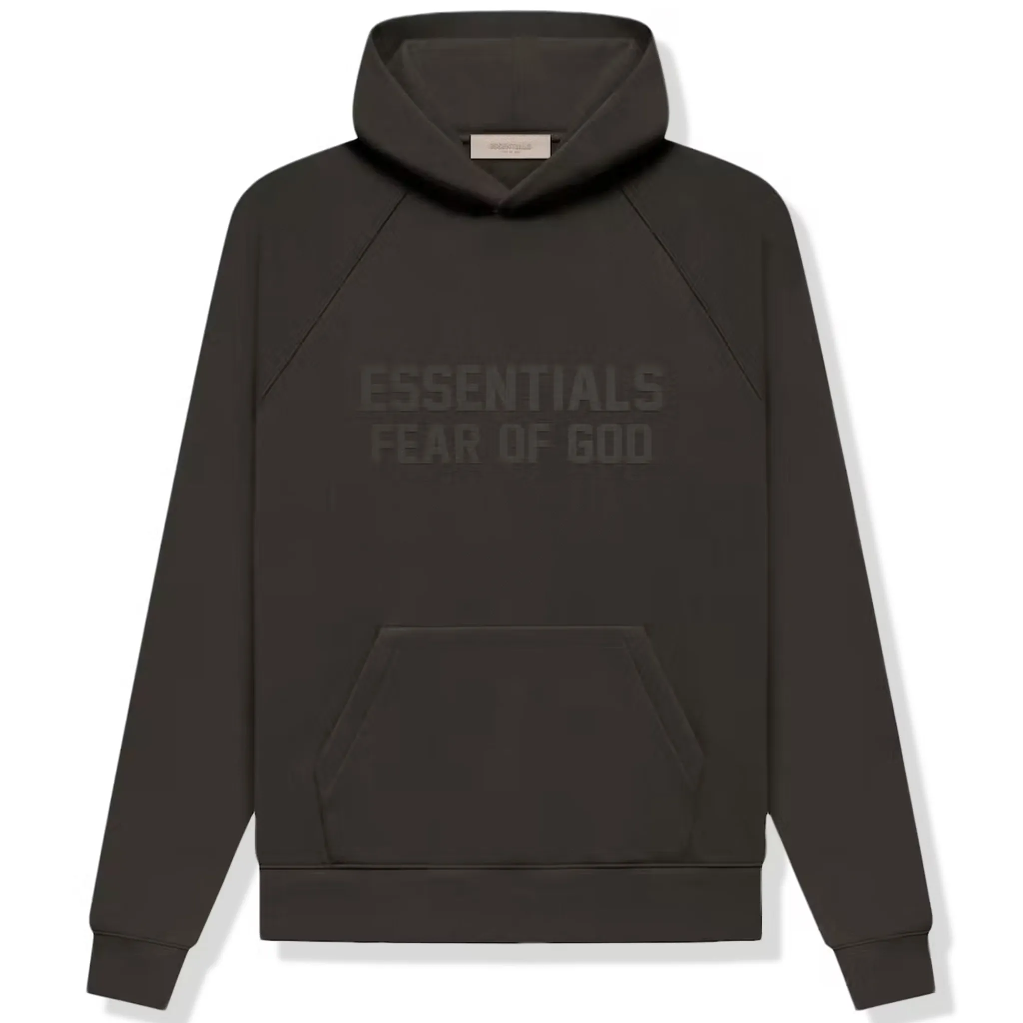 Fear Of God Essentials Logo Flocked Off Black Hoodie< Sweatshirts & Hoodies