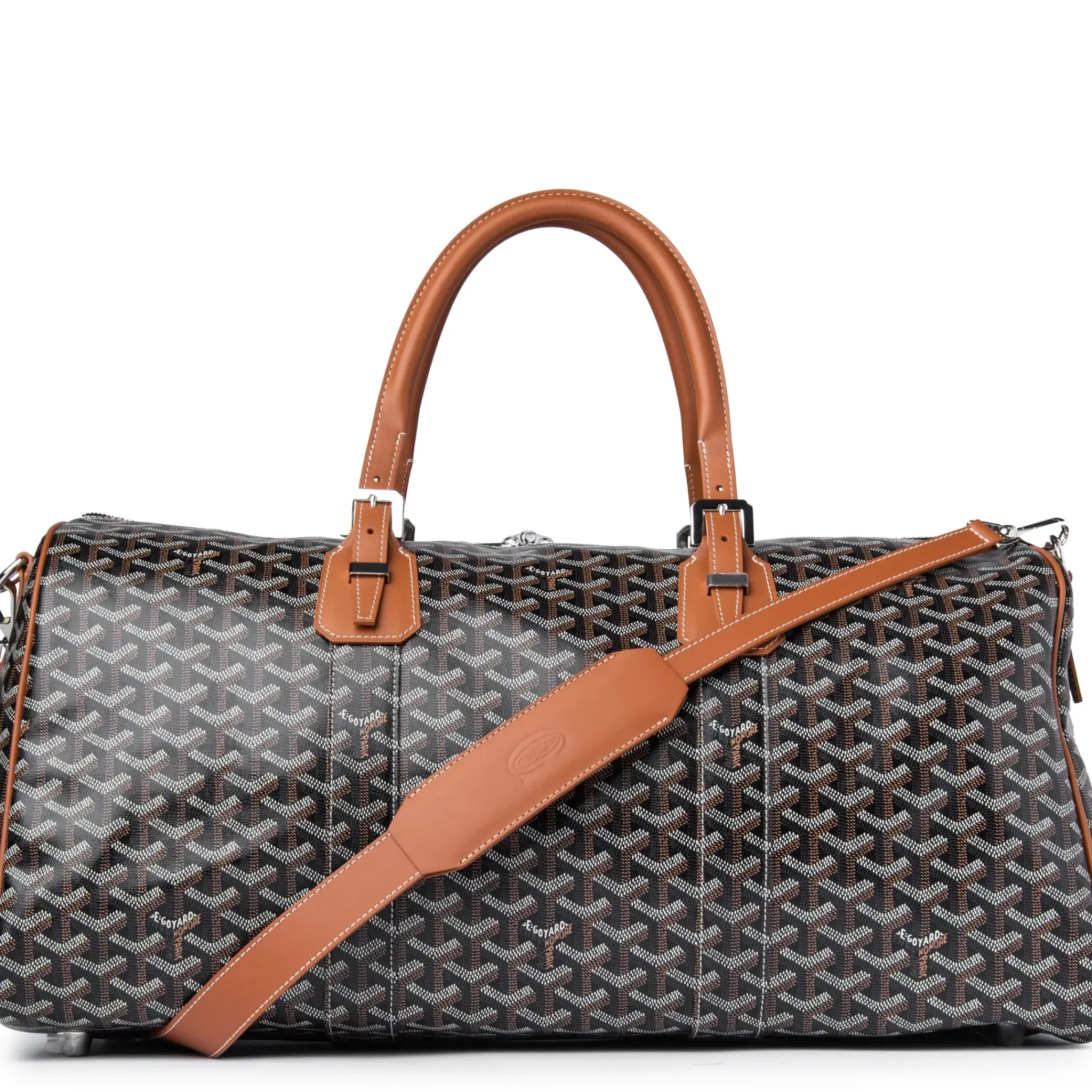Goyard Boston 50 Black Tan Bag With Strap< Bags