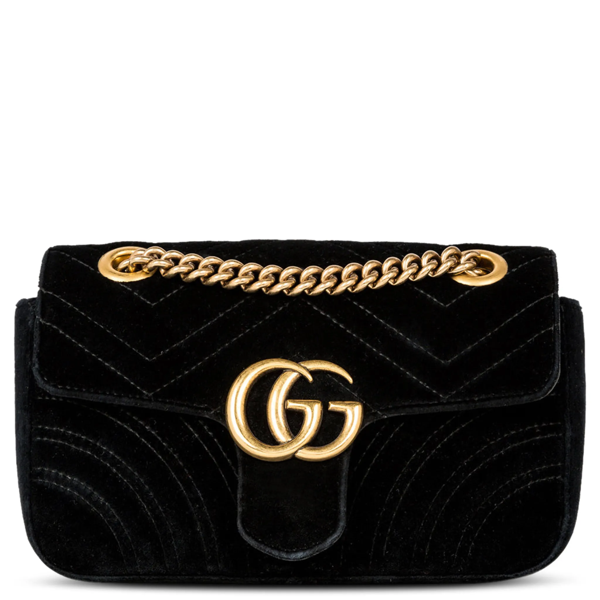 Gucci GG Marmont Velvet Black Small Shoulder Bag< Cross Body Bags|Bags