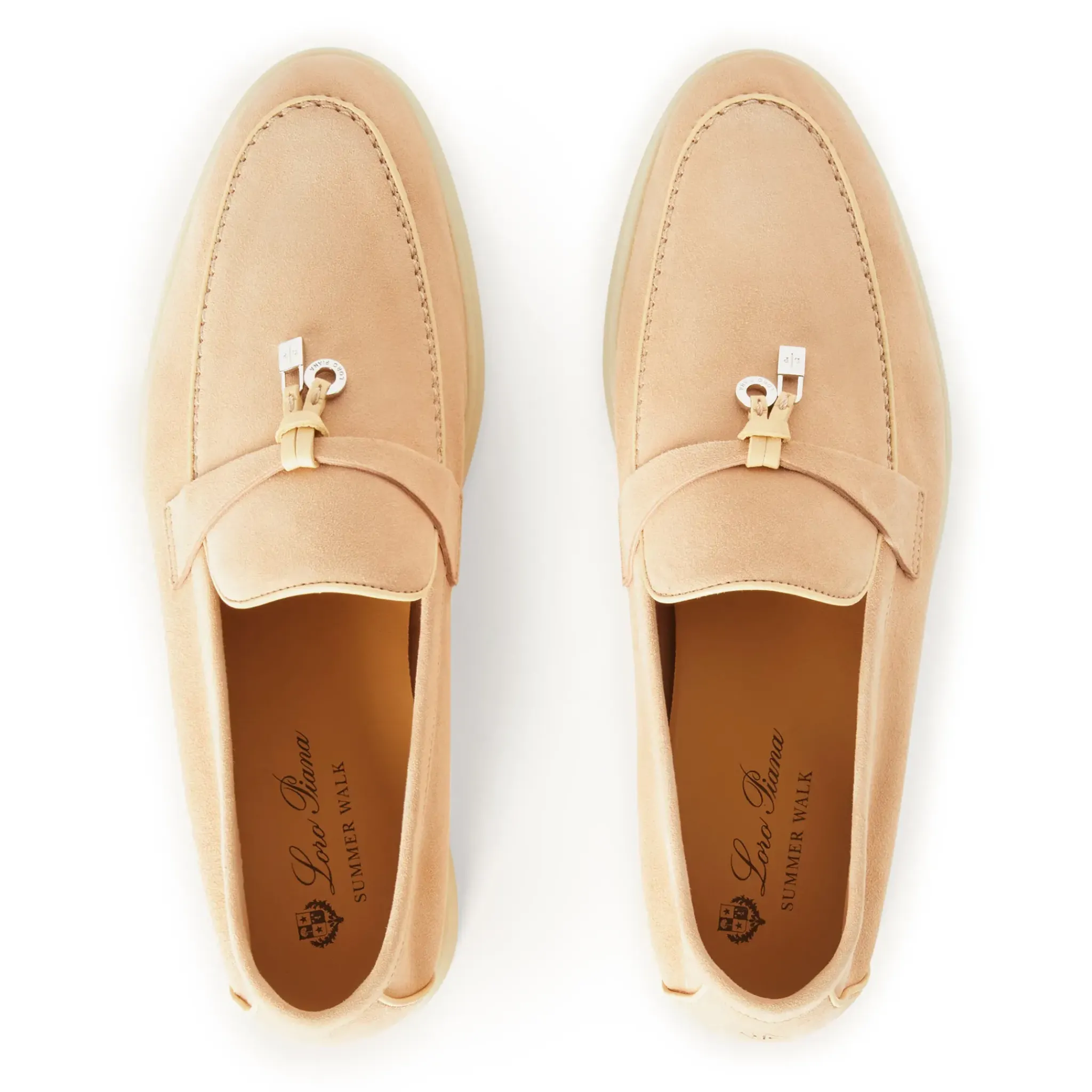 Loro Piana Summer Charms Walk Suede Goatskin Pink Reef Loafers< Designer Trainers