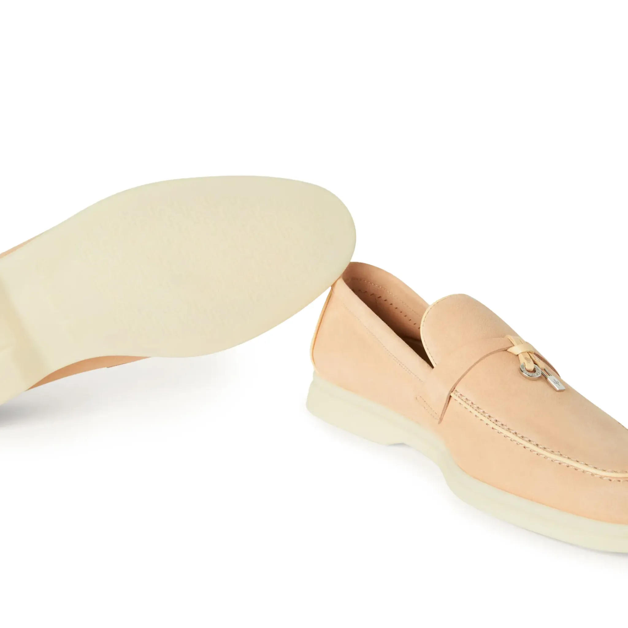 Loro Piana Summer Charms Walk Suede Goatskin Pink Reef Loafers< Designer Trainers