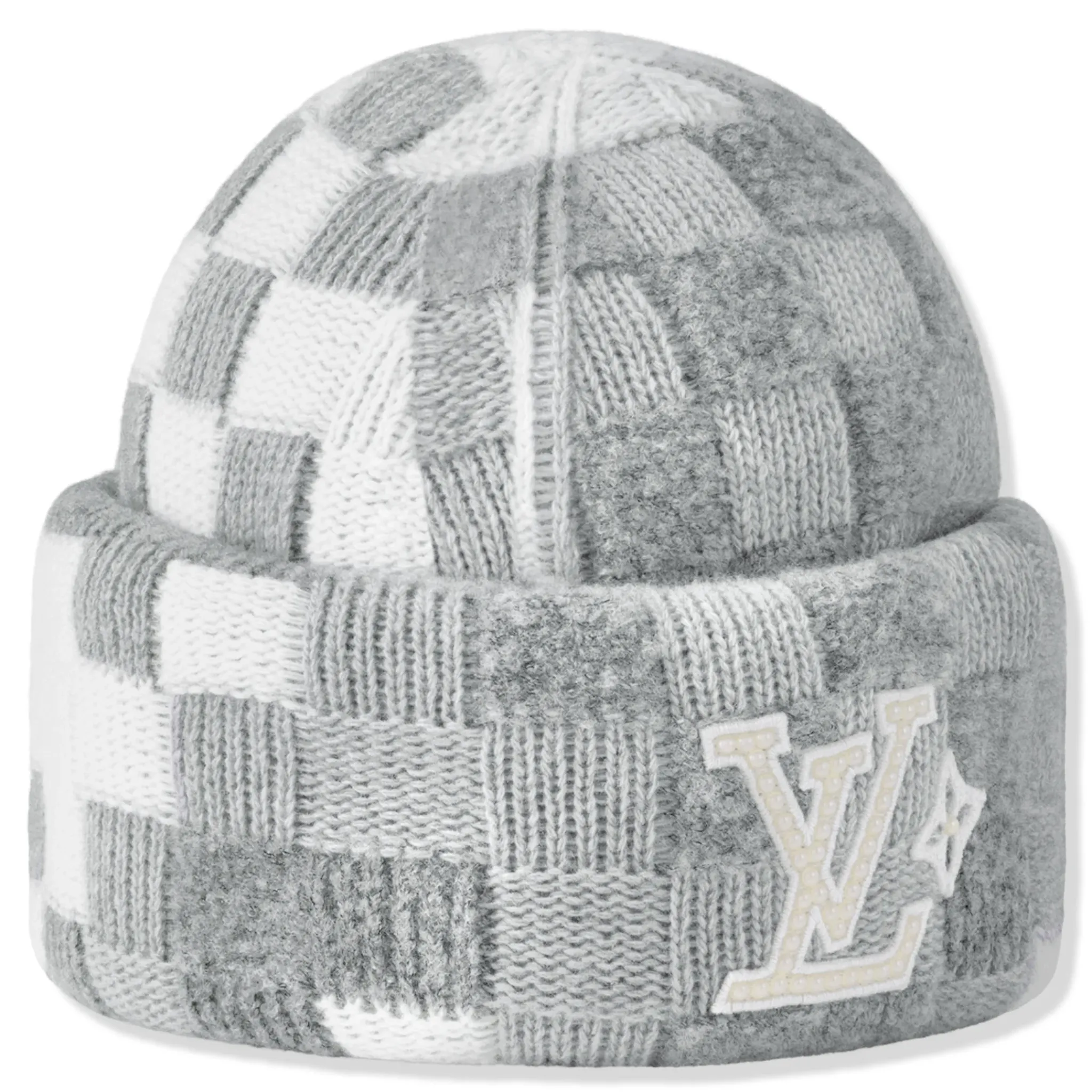 Louis Vuitton Damoflage Pearls Crush Reversible Light Grey Beanie< Hats & Caps