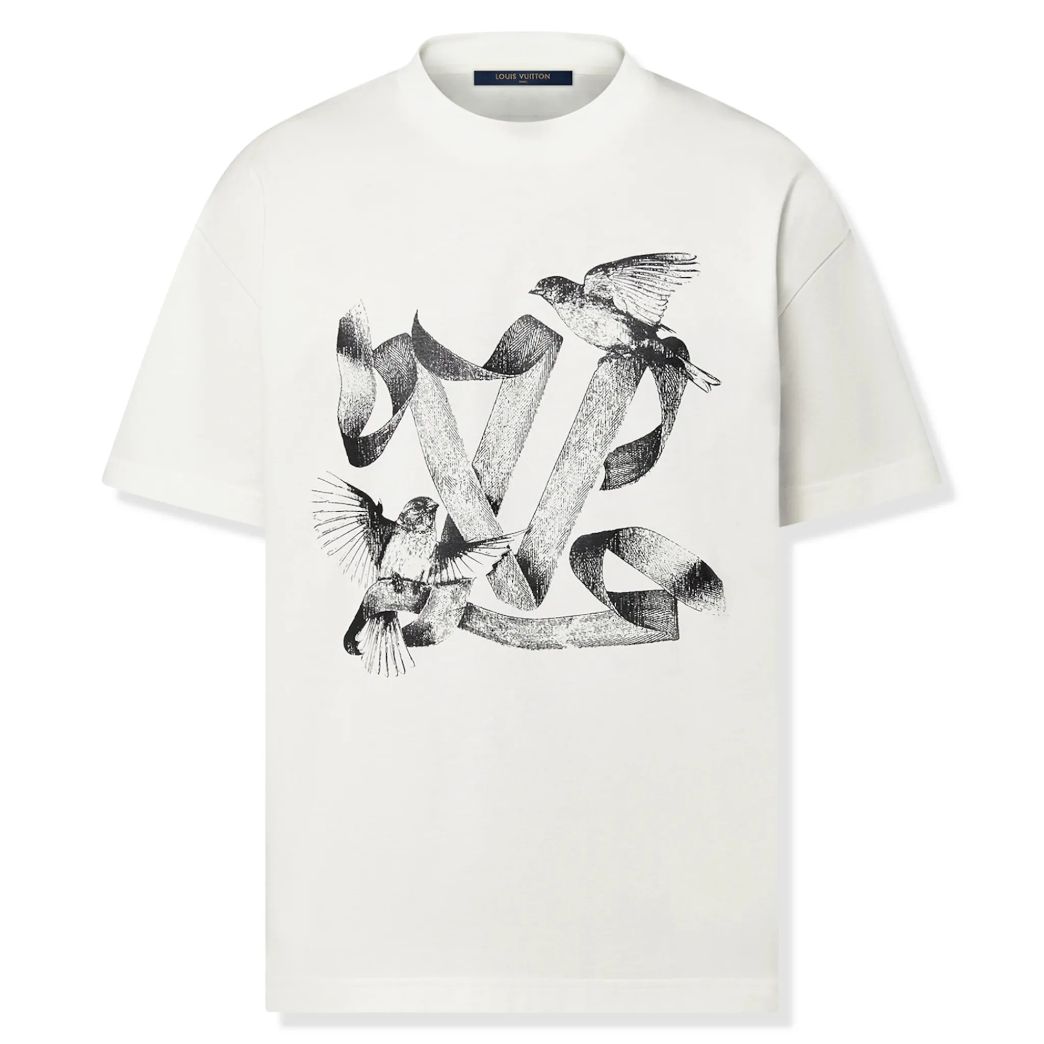 Louis Vuitton LV Birds Printed Cotton T Shirt White< T-shirts