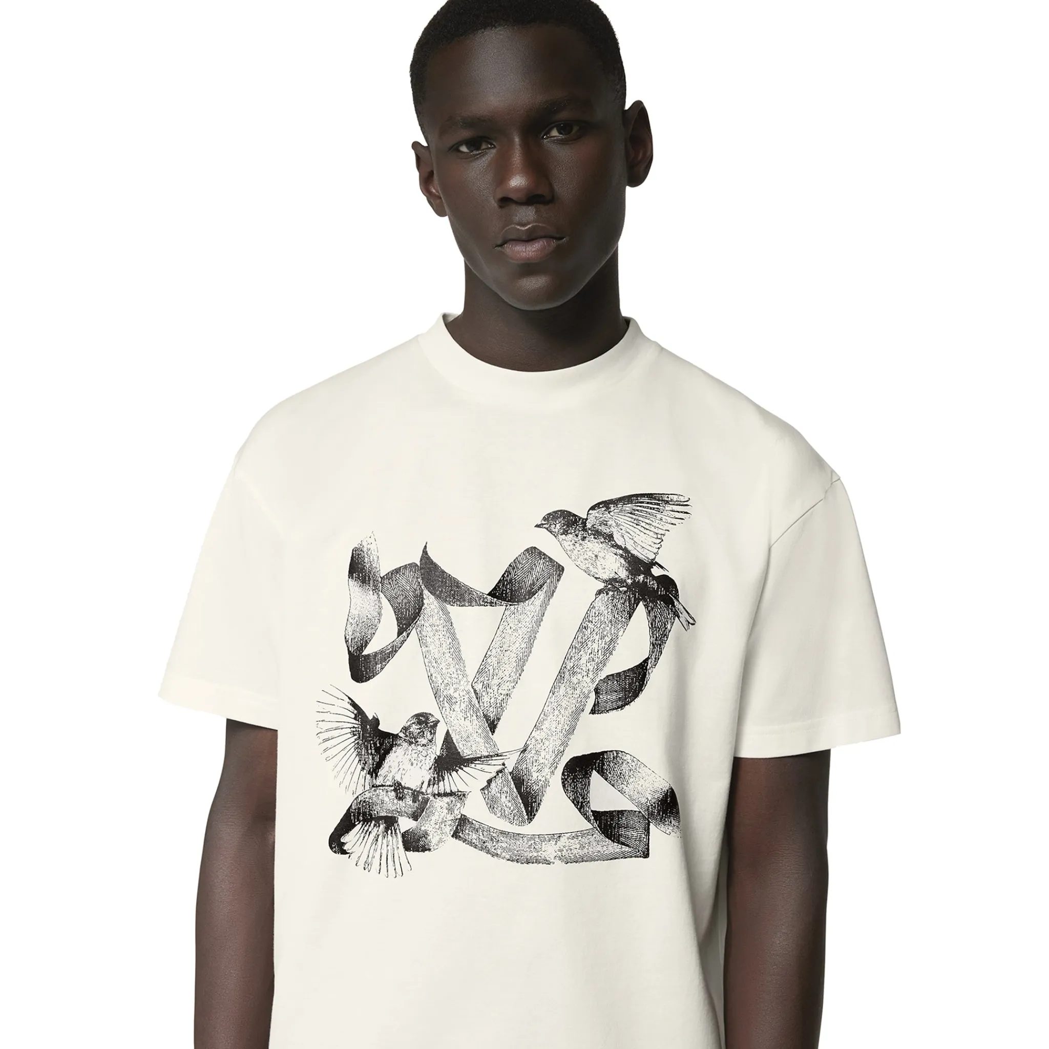 Louis Vuitton LV Birds Printed Cotton T Shirt White< T-shirts