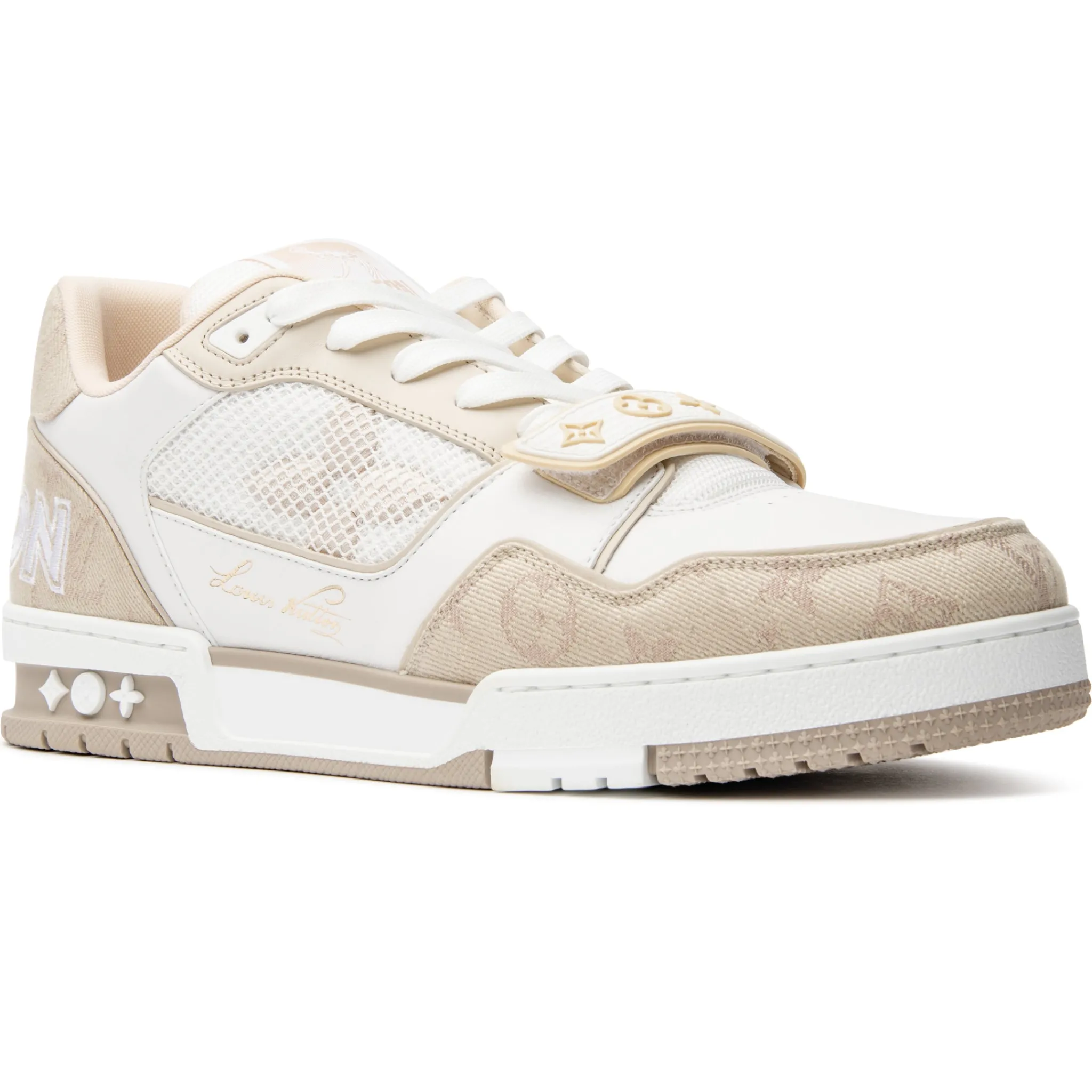 Louis Vuitton LV Monogram Beige Sneaker< Designer Trainers