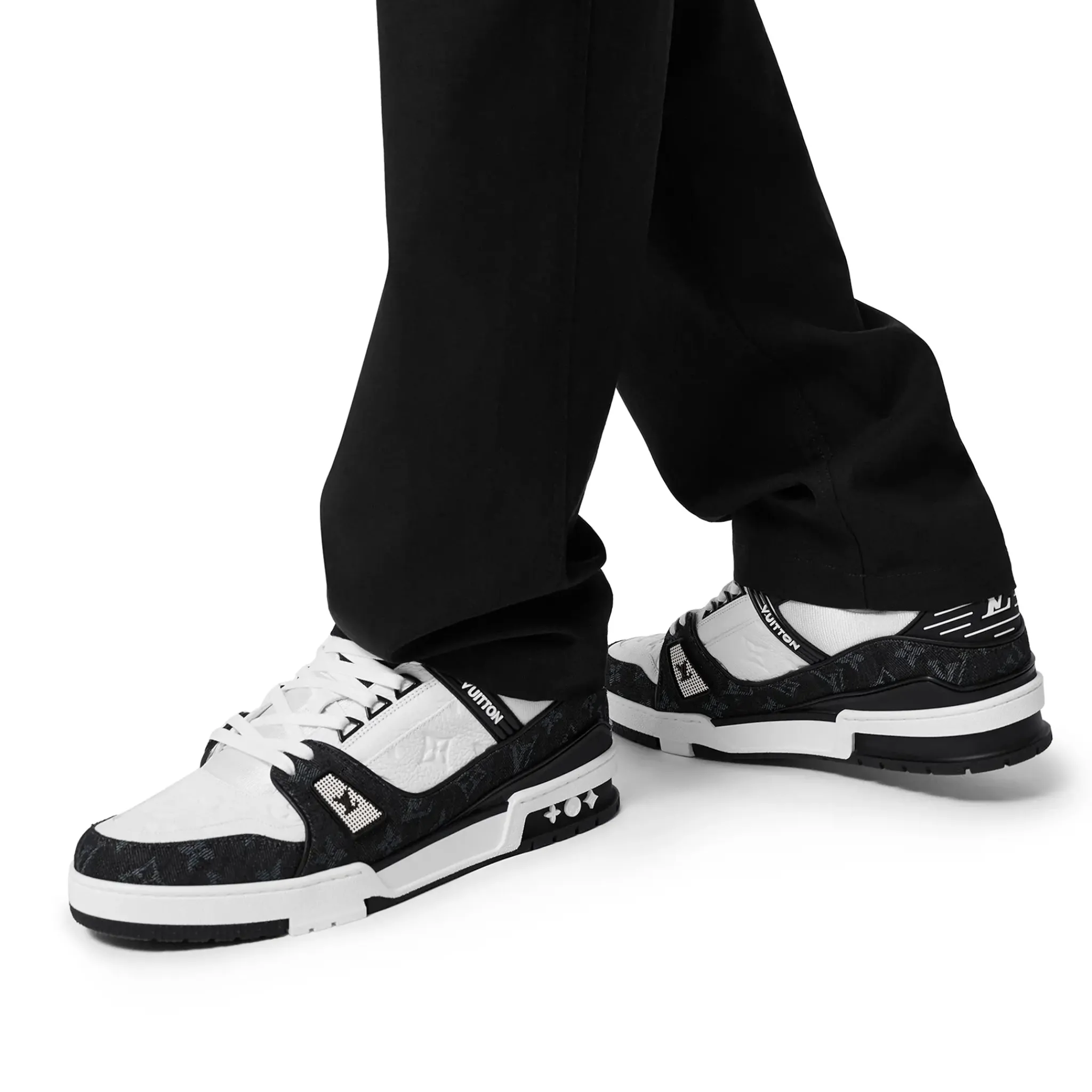 Louis Vuitton LV Monogram Black Denim Sneaker< Black Trainers|Designer Trainers