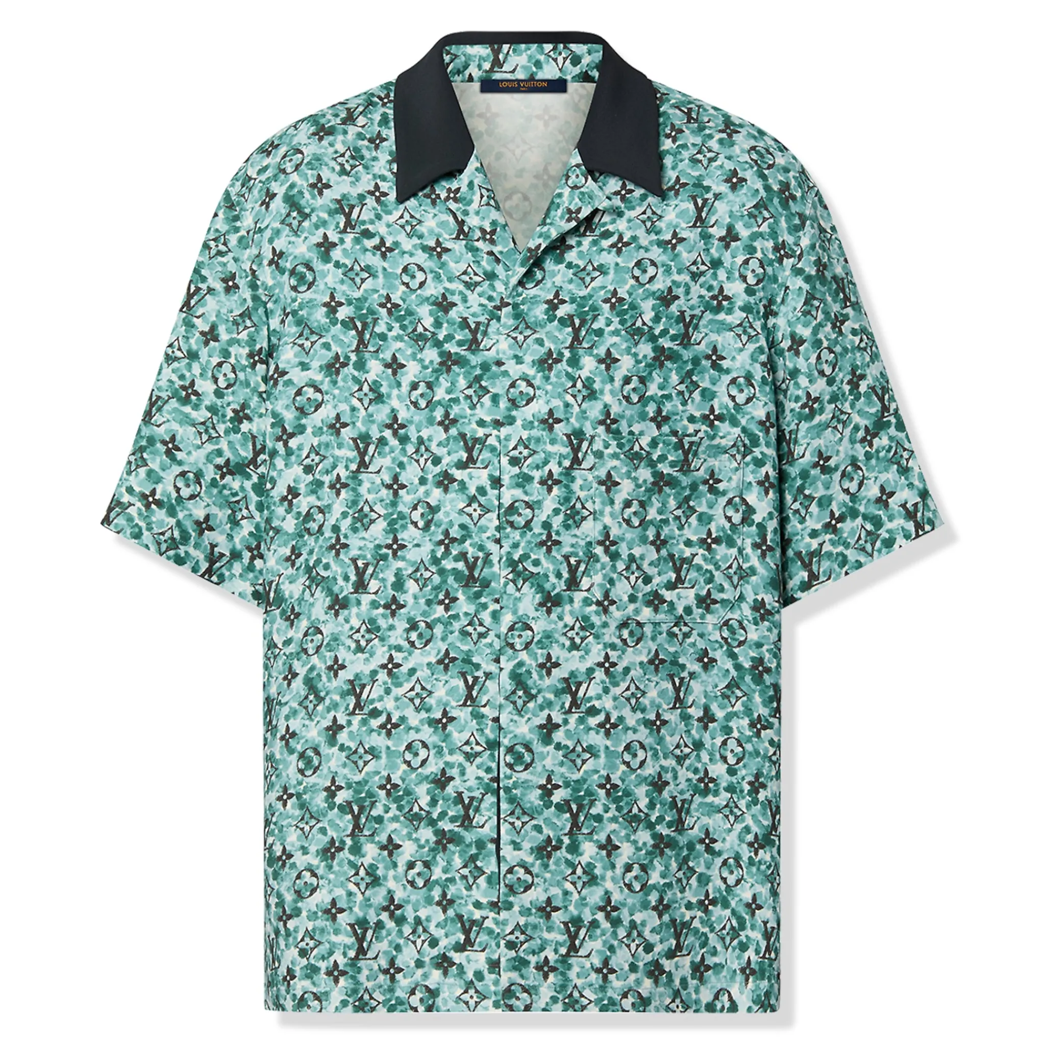 Louis Vuitton Monogram Pointilism Crepe Short Sleeved Blue Haze Shirt< Shirts
