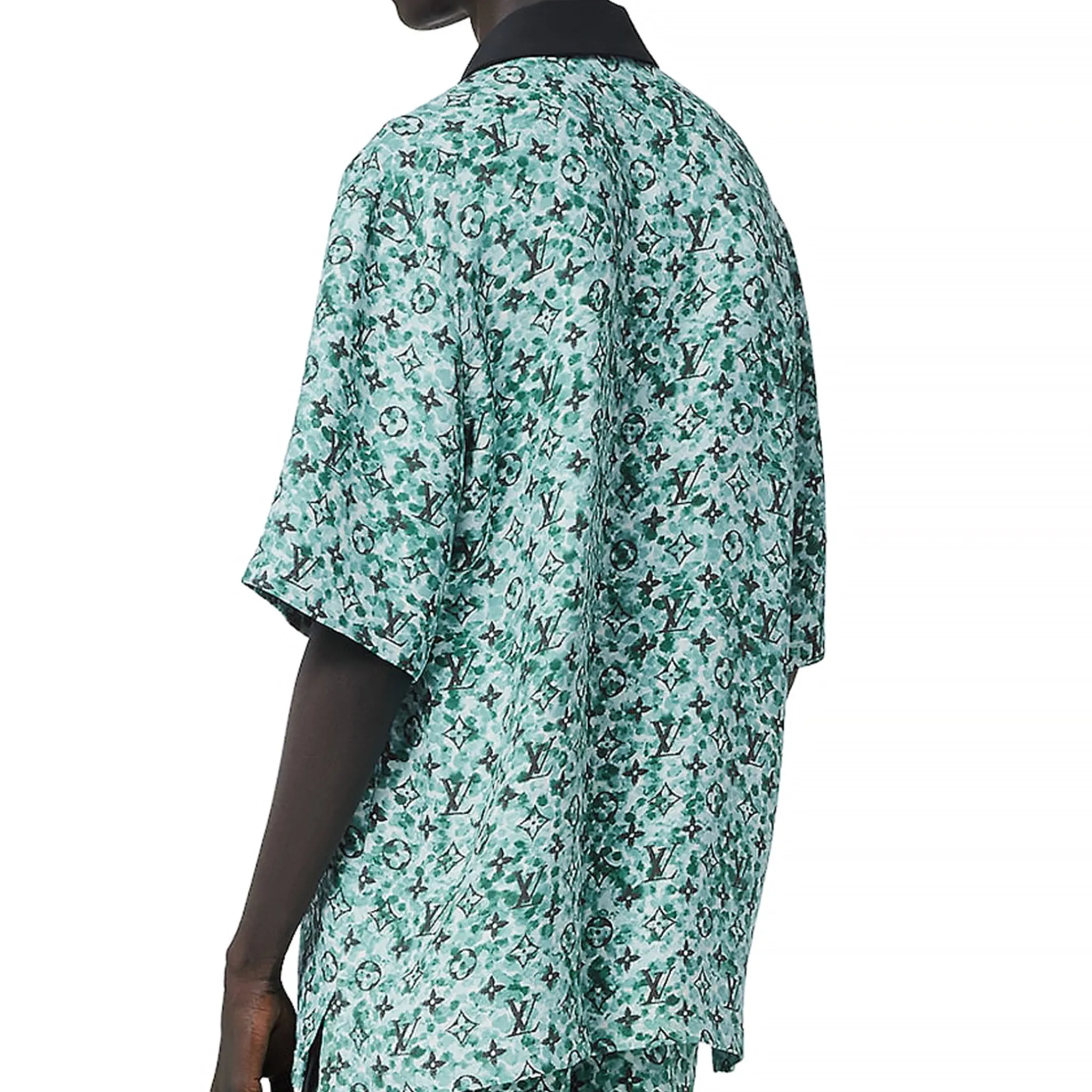 Louis Vuitton Monogram Pointilism Crepe Short Sleeved Blue Haze Shirt< Shirts