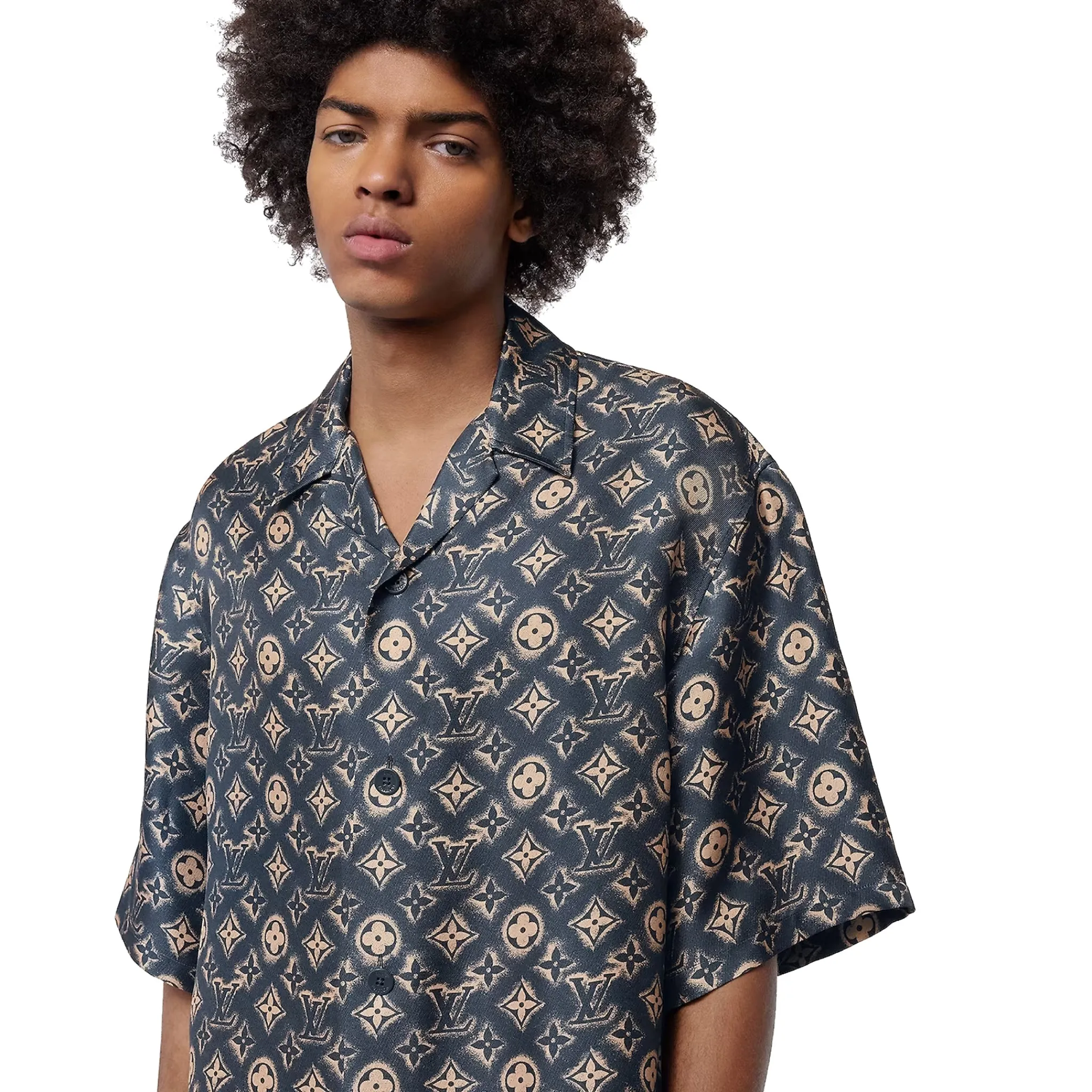 Louis Vuitton Monogram Silk Short Sleeved Shirt< Shirts