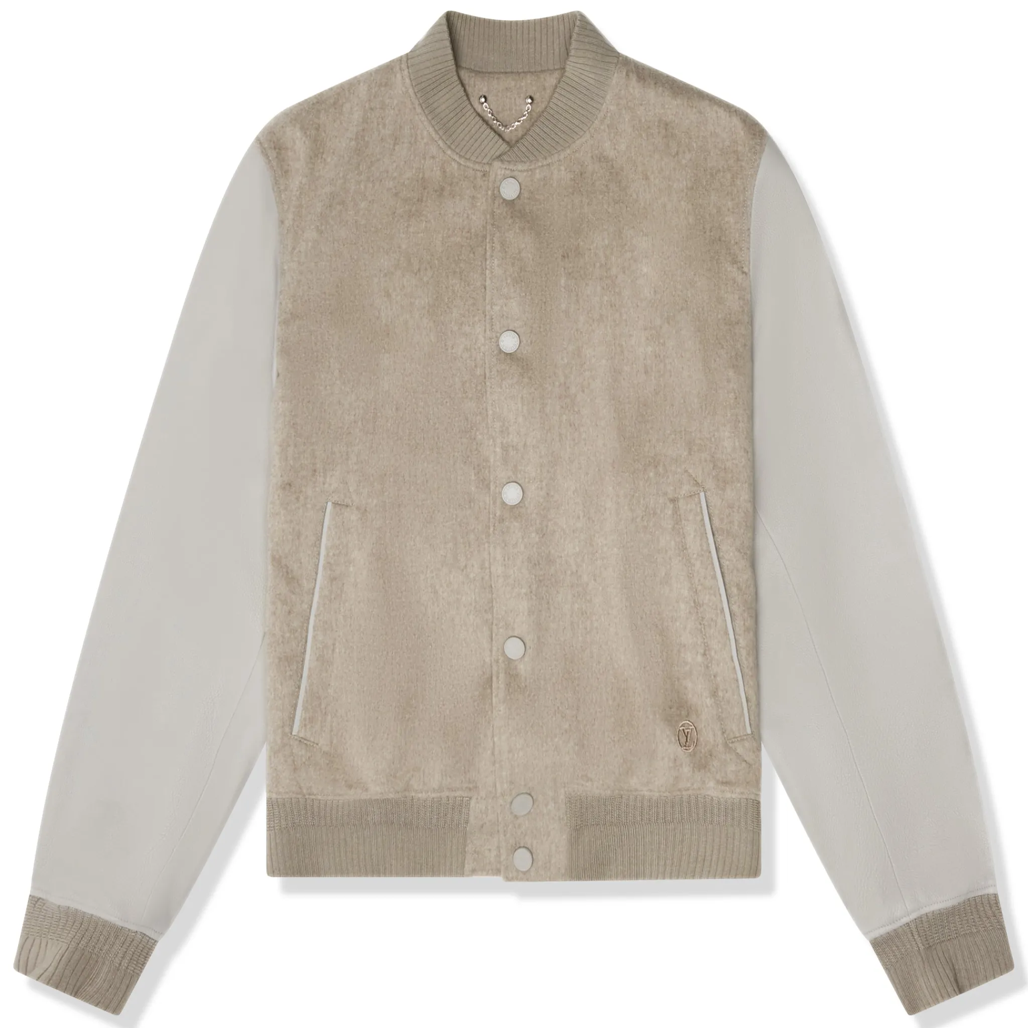 Louis Vuitton Wool Leather Beige Bomber Jacket< Coats & Jackets
