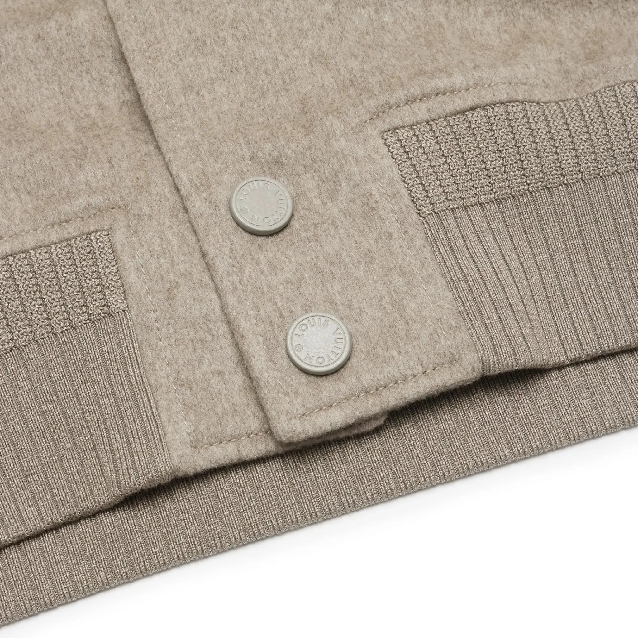 Louis Vuitton Wool Leather Beige Bomber Jacket< Coats & Jackets