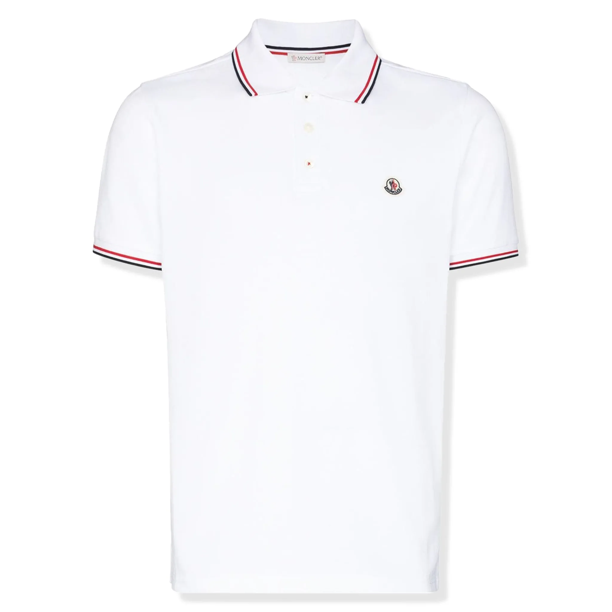 Moncler Logo Patch White Polo Shirt< Polo Shirts
