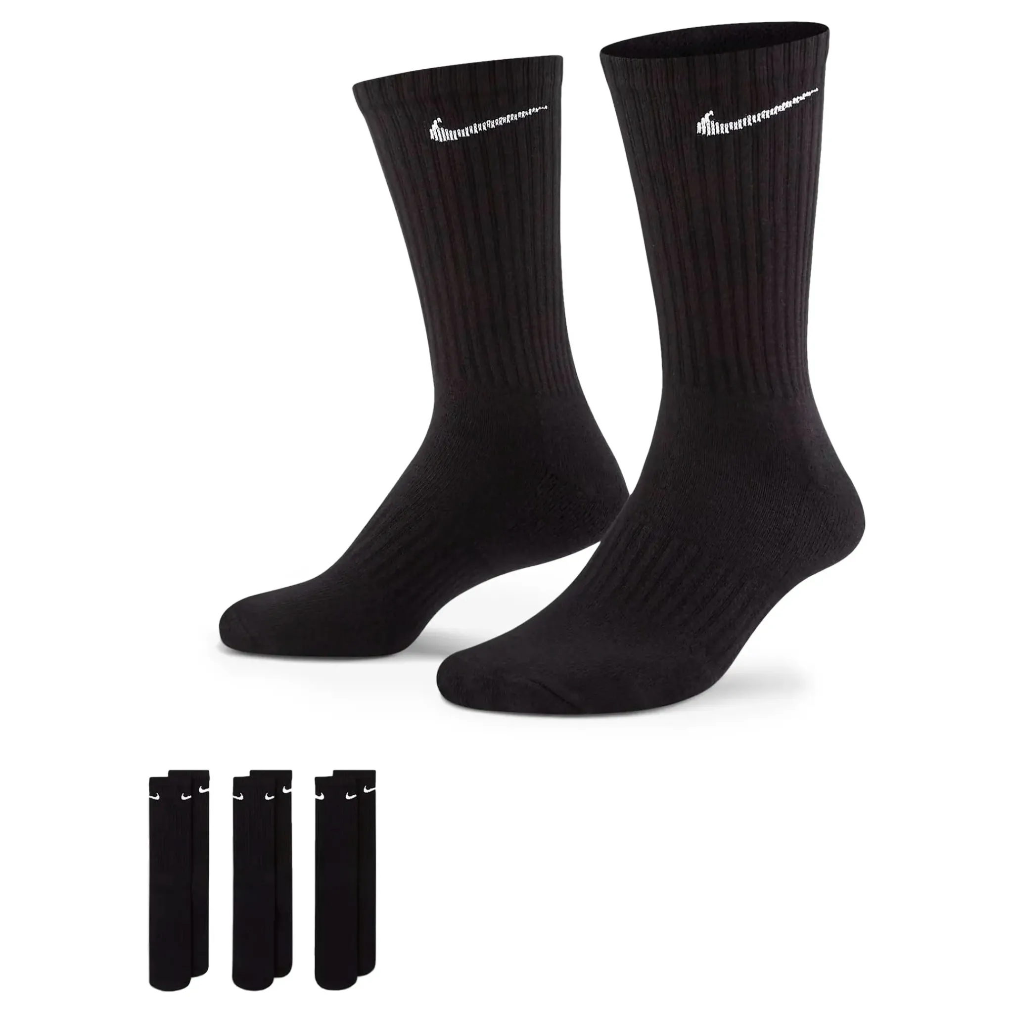 Nike Everyday Cushioned Training Black Crew Socks - 3 Pairs< Socks