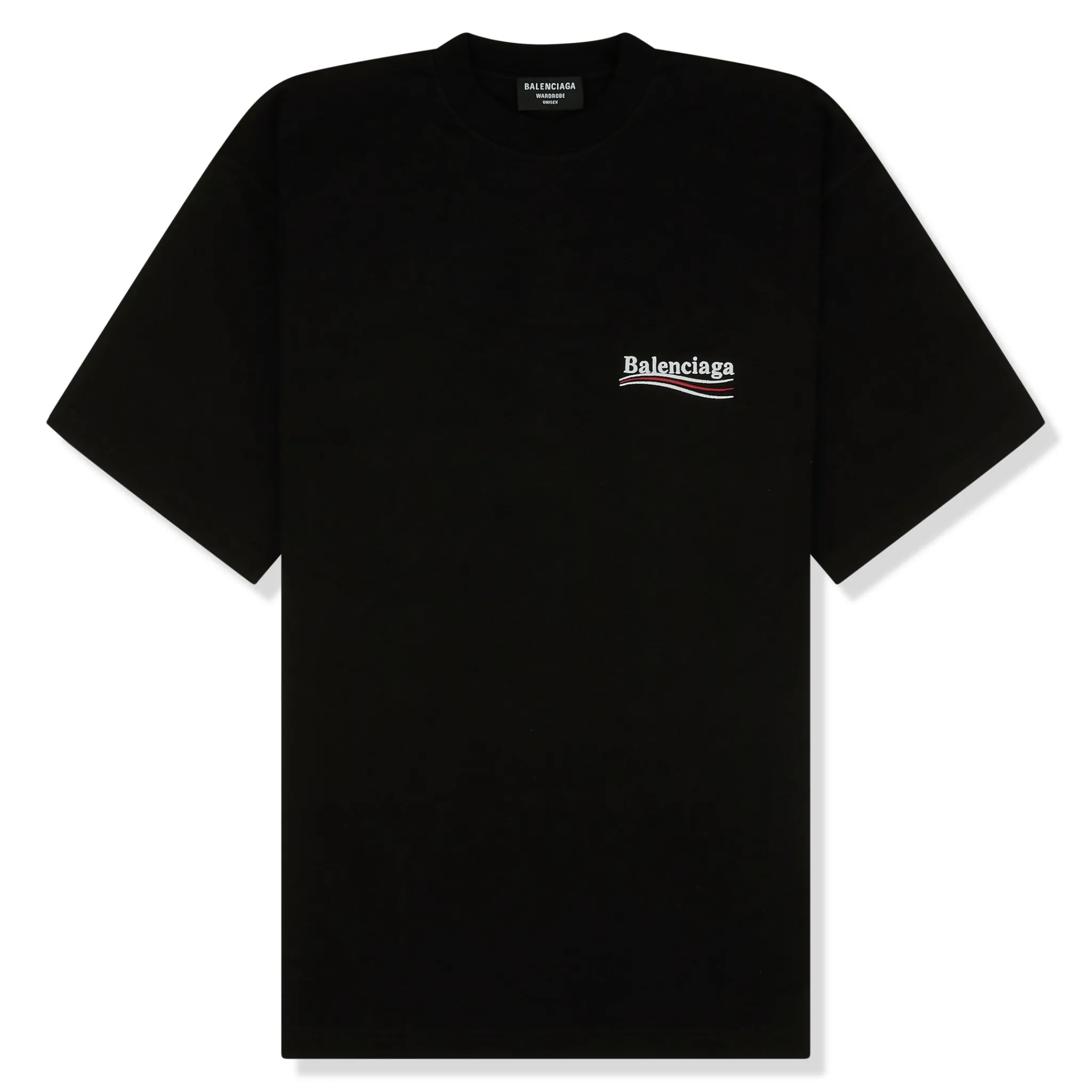 Balenciaga Preloved - Political Logo Embroidered Oversized Black T Shirt< T-shirts